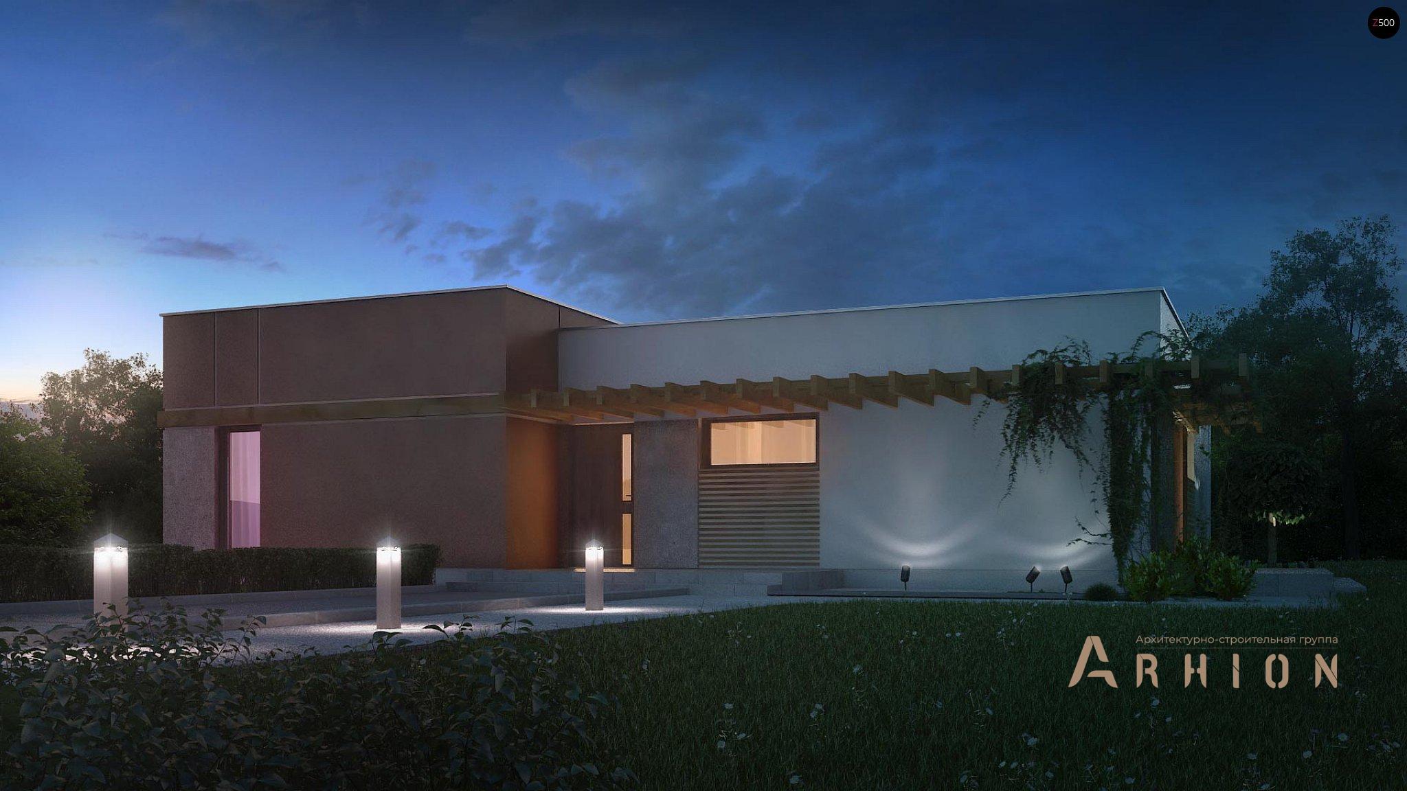 14. Проект одноэтажного дома в стиле хай-тек с плоской кровлей , Zx101, площадью - 159 кв c терассой