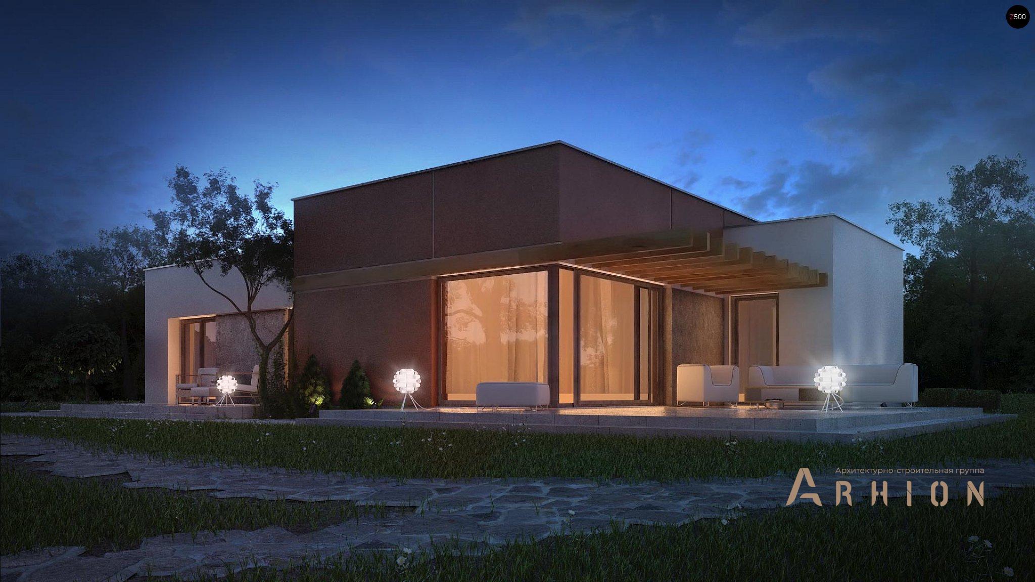 15. Проект одноэтажного дома в стиле хай-тек с плоской кровлей , Zx101, площадью - 159 кв c терассой