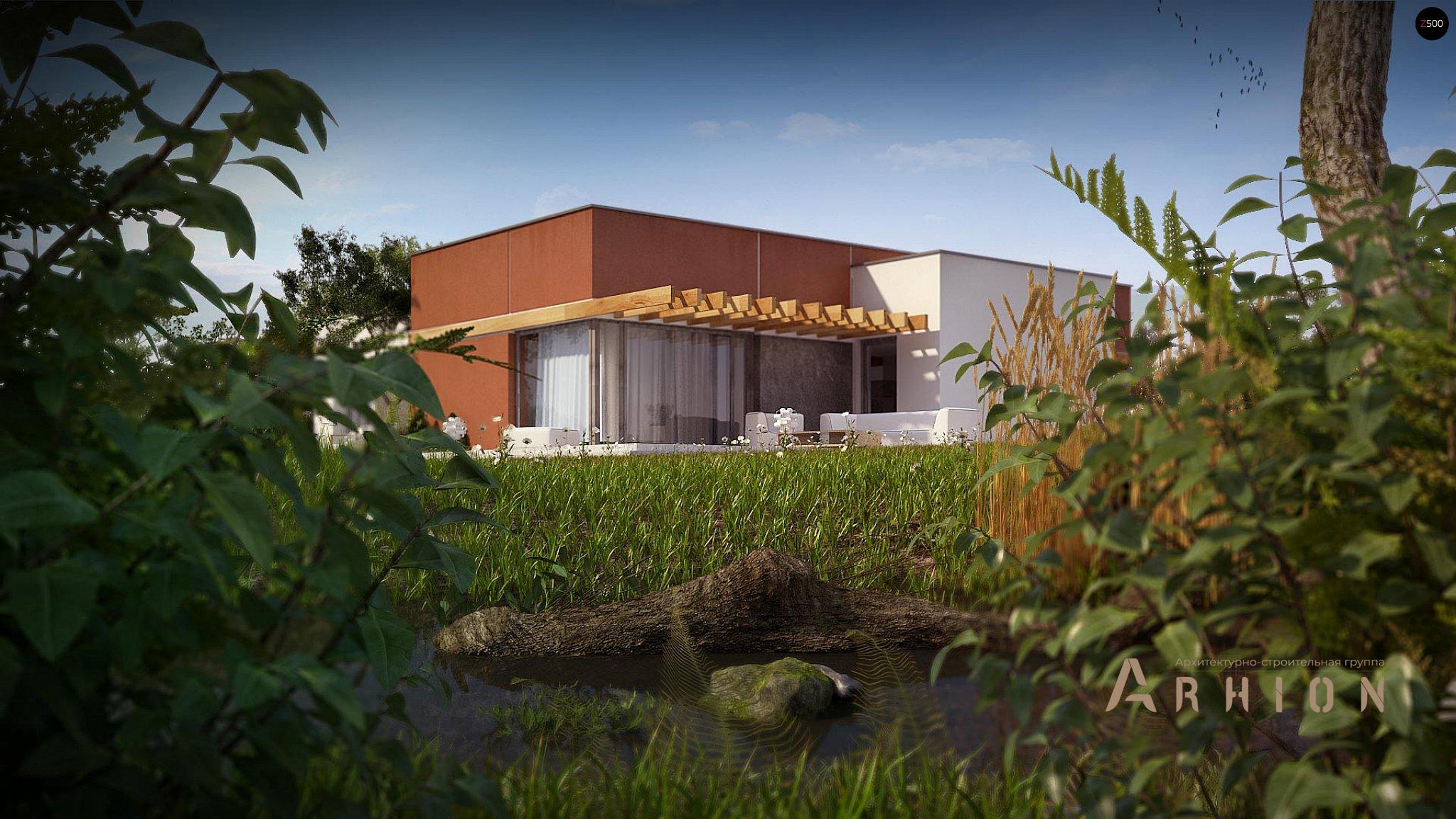 16. Проект одноэтажного дома в стиле хай-тек с плоской кровлей , Zx101, площадью - 159 кв c терассой