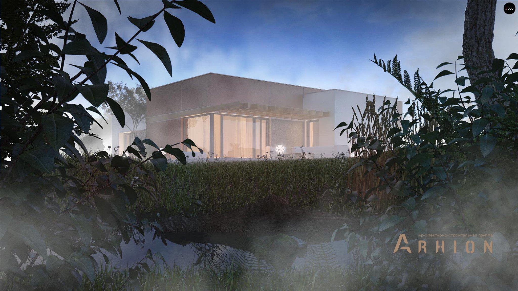 17. Проект одноэтажного дома в стиле хай-тек с плоской кровлей , Zx101, площадью - 159 кв c терассой