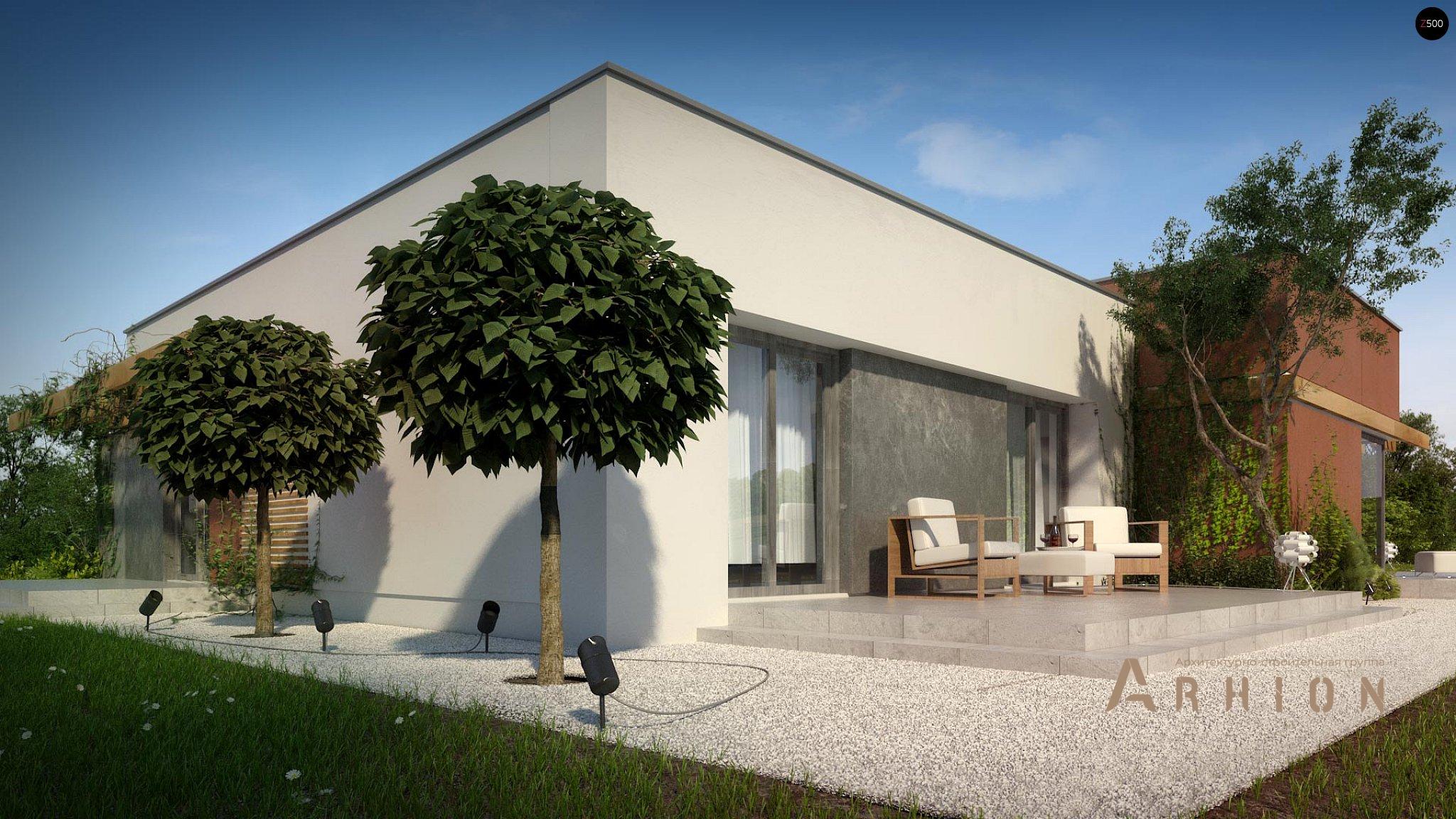 18. Проект одноэтажного дома в стиле хай-тек с плоской кровлей , Zx101, площадью - 159 кв c терассой