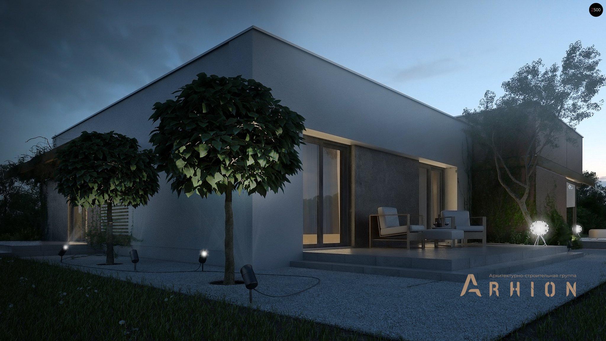 20. Проект одноэтажного дома в стиле хай-тек с плоской кровлей , Zx101, площадью - 159 кв c терассой