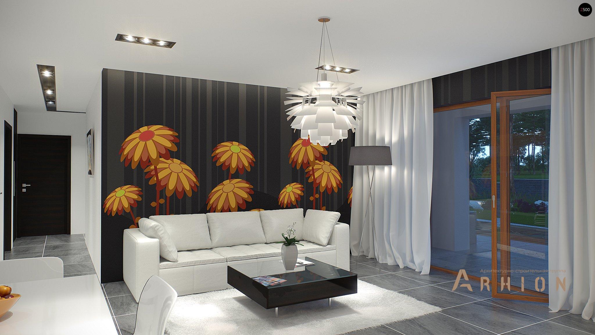 3. Проект одноэтажного дома в стиле минимализм с плоской кровлей , Zx102, площадью - 167 кв c терассой, гаражом