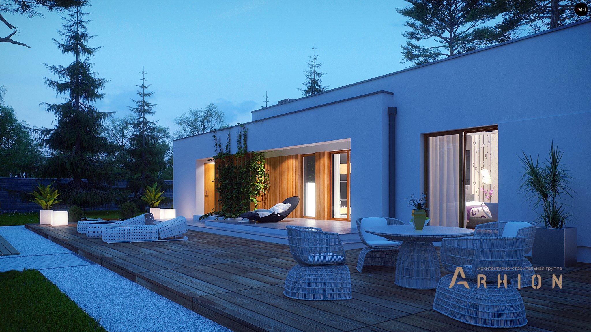 13. Проект одноэтажного дома в стиле минимализм с плоской кровлей , Zx102, площадью - 167 кв c терассой, гаражом