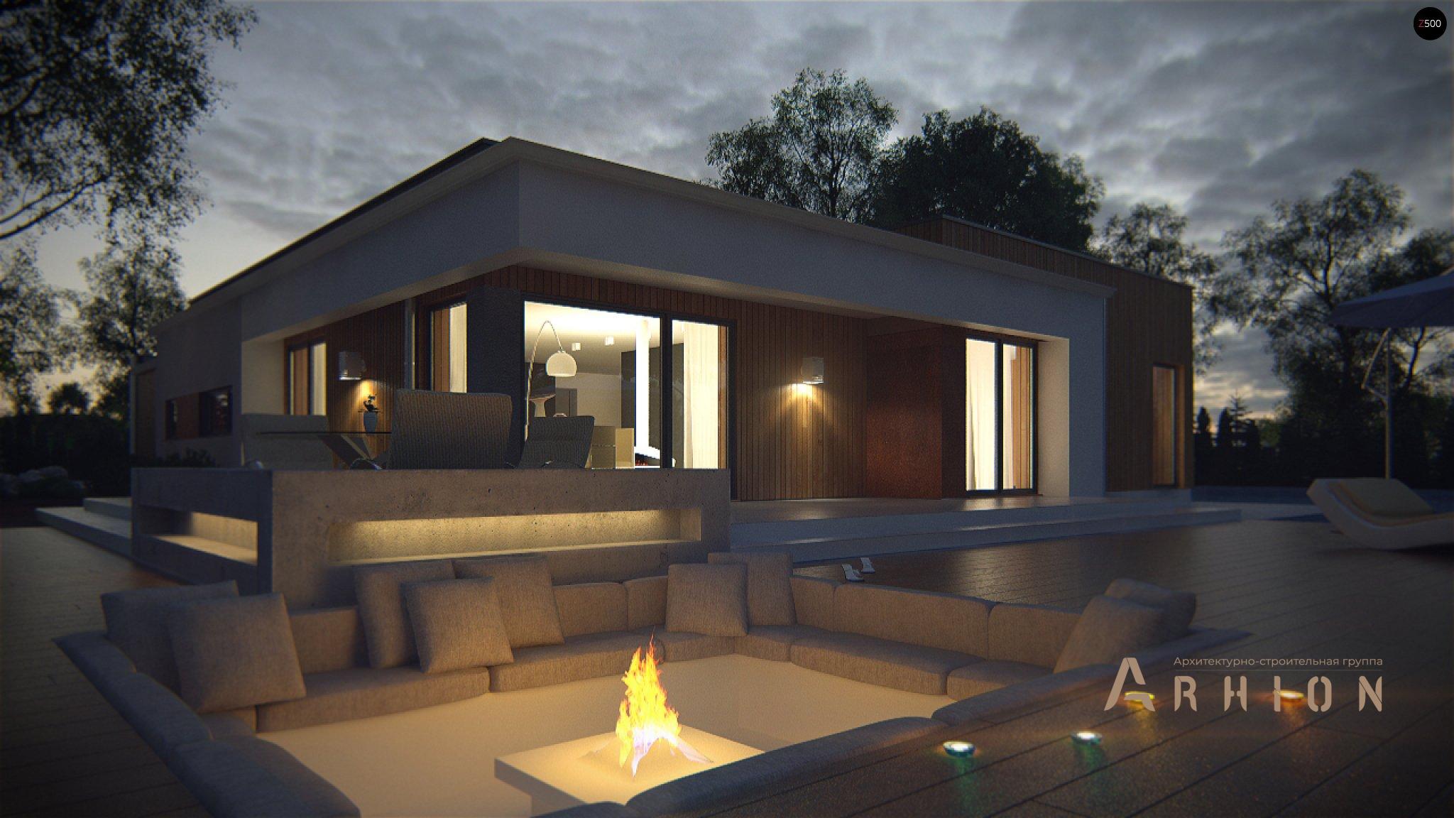 3. Проект одноэтажного дома в стиле минимализм с плоской кровлей , Zx103, площадью - 182 кв c терассой, гаражом