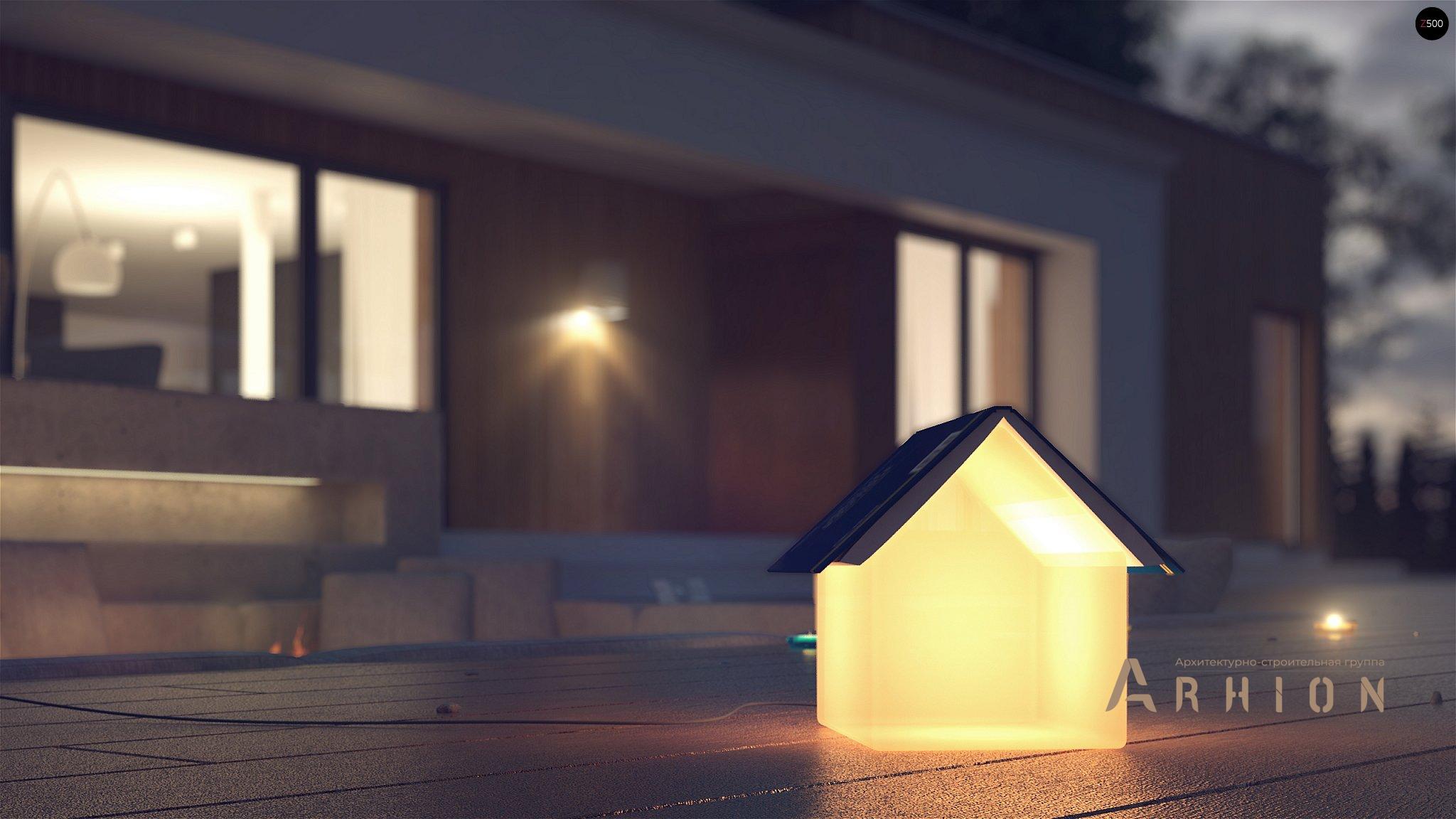 4. Проект одноэтажного дома в стиле минимализм с плоской кровлей , Zx103, площадью - 182 кв c терассой, гаражом