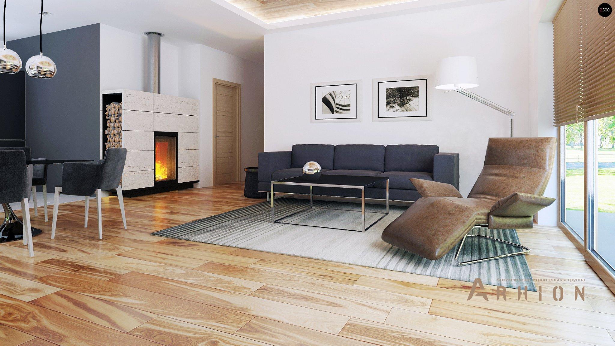 2. Проект одноэтажного дома в стиле хай-тек с плоской кровлей , Zx105, площадью - 86 кв c терассой