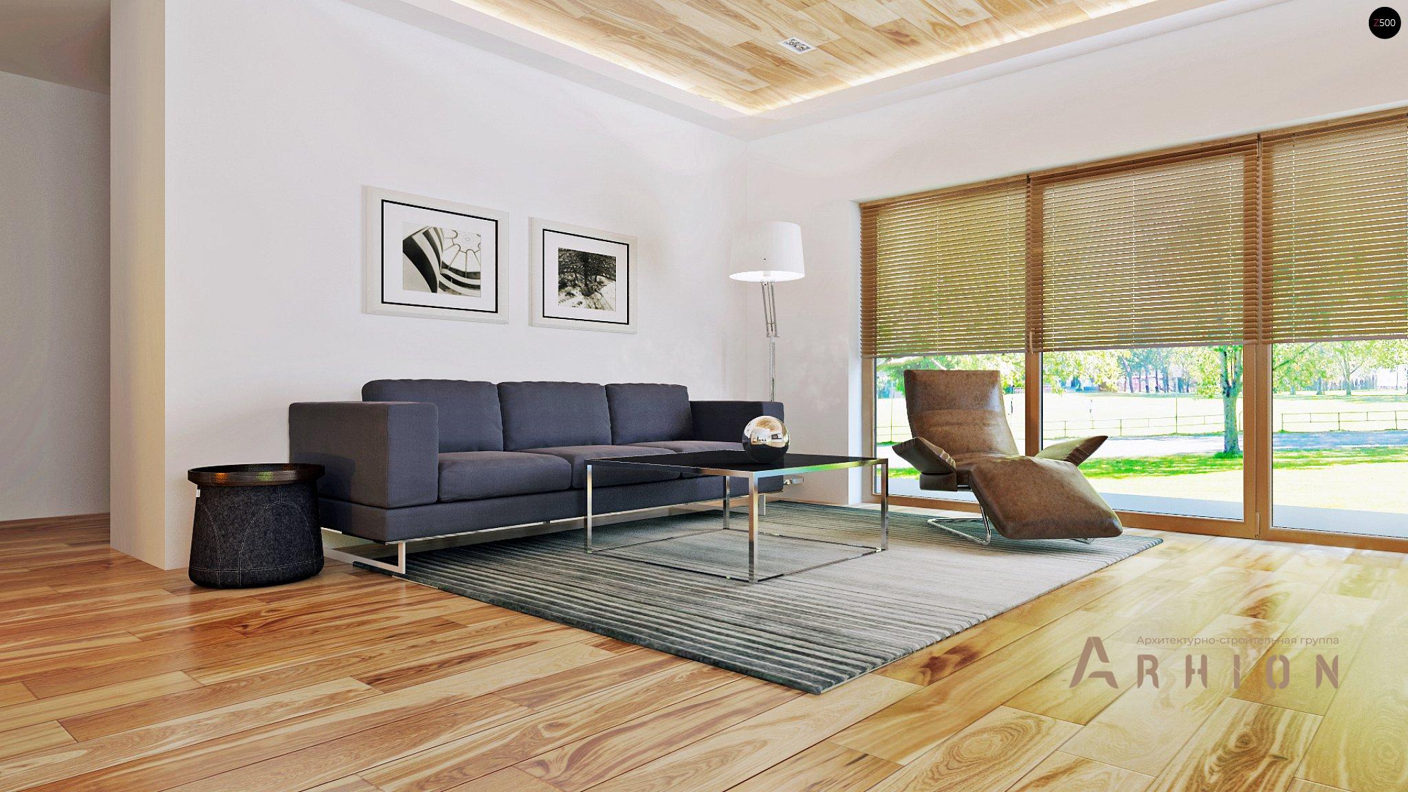 3. Проект одноэтажного дома в стиле хай-тек с плоской кровлей , Zx105, площадью - 86 кв c терассой