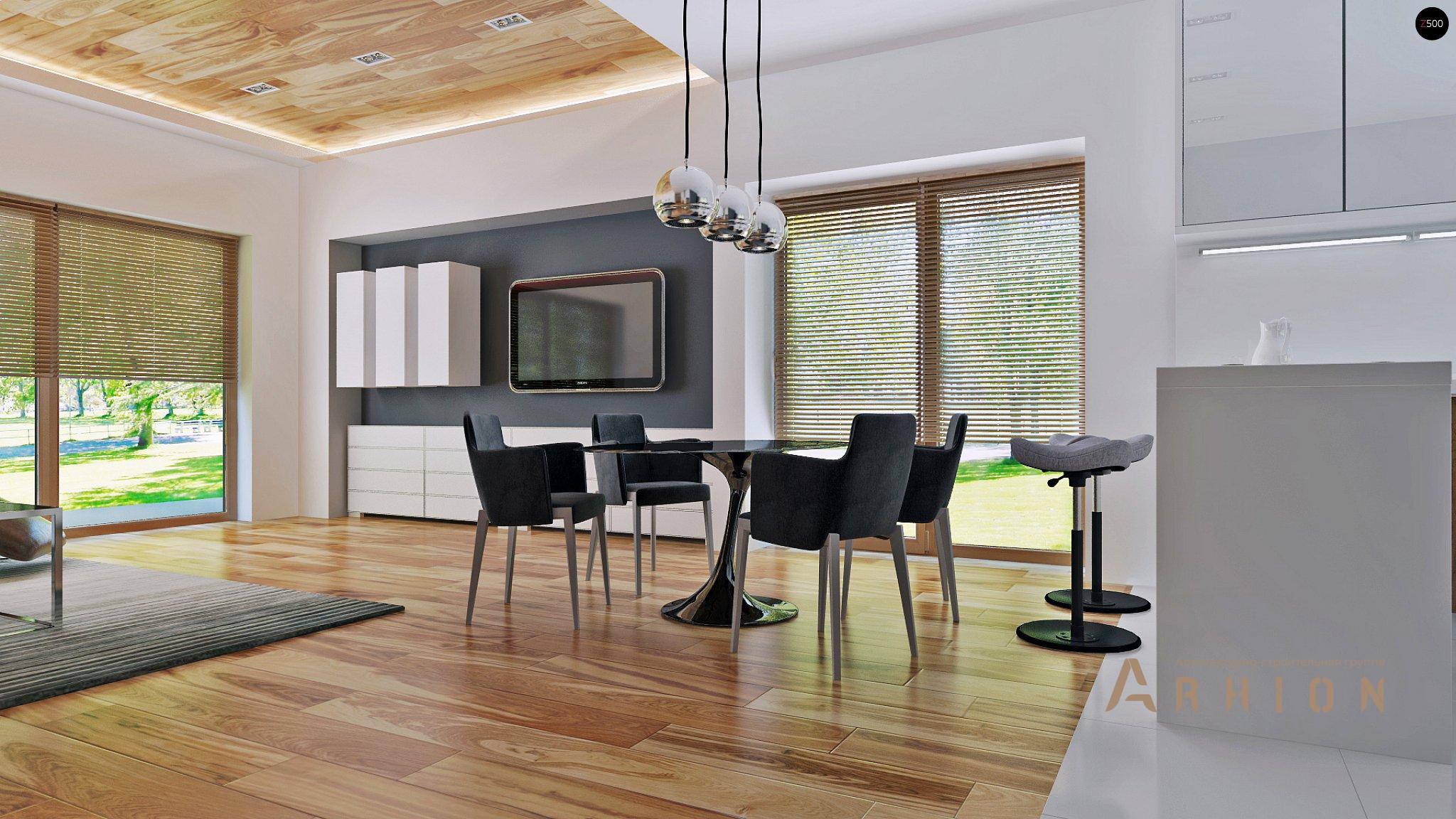 4. Проект одноэтажного дома в стиле хай-тек с плоской кровлей , Zx105, площадью - 86 кв c терассой