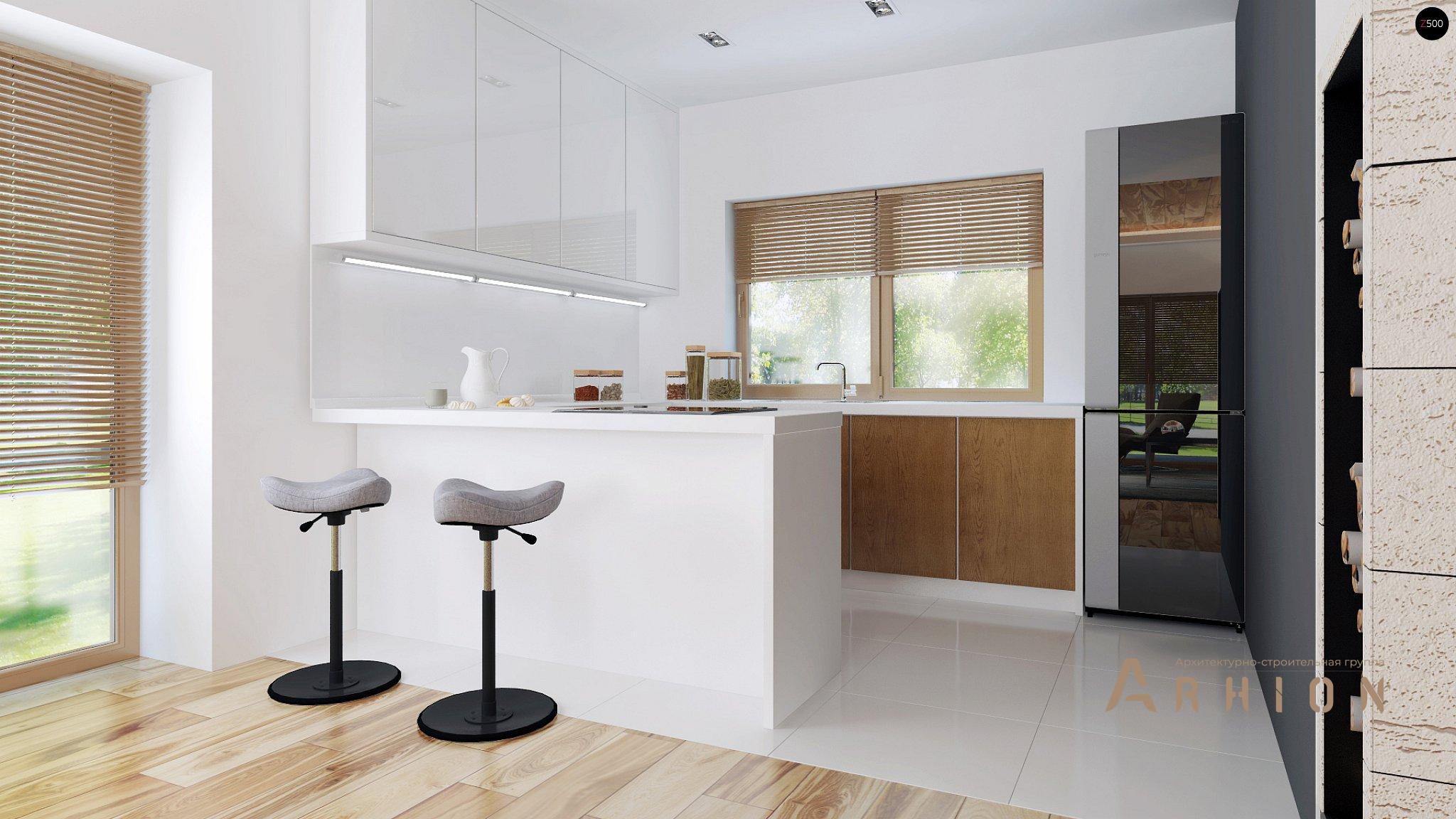 5. Проект одноэтажного дома в стиле хай-тек с плоской кровлей , Zx105, площадью - 86 кв c терассой