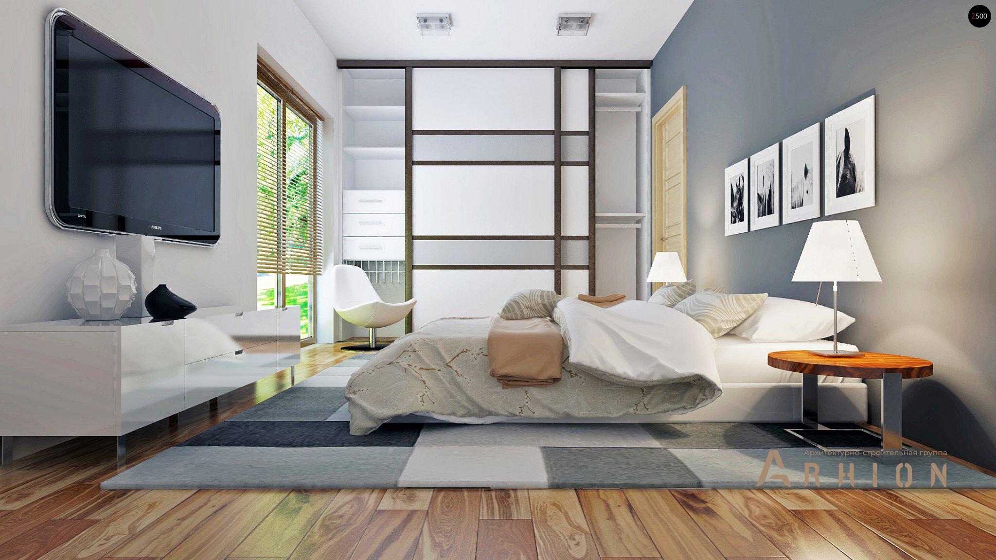 6. Проект одноэтажного дома в стиле хай-тек с плоской кровлей , Zx105, площадью - 86 кв c терассой