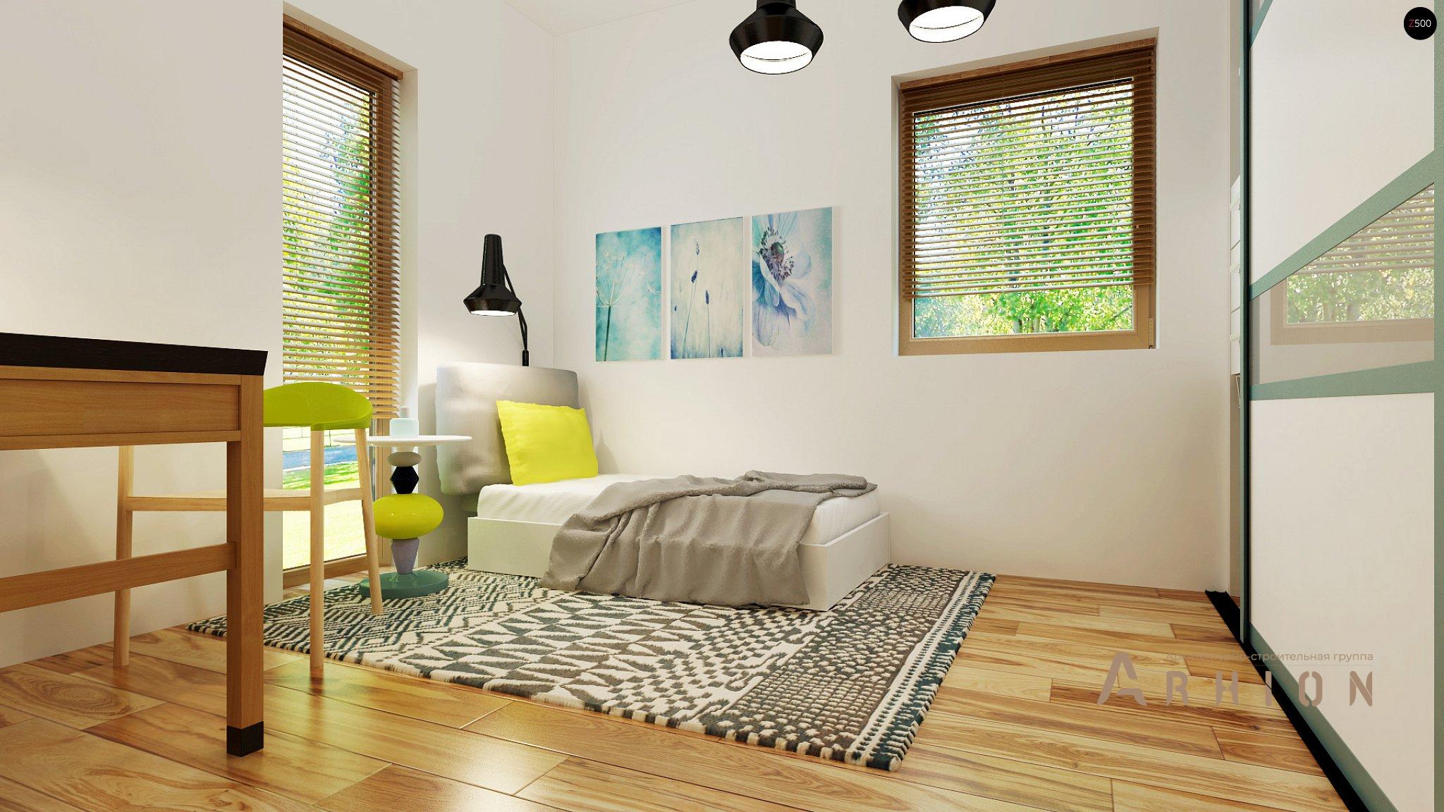 10. Проект одноэтажного дома в стиле хай-тек с плоской кровлей , Zx105, площадью - 86 кв c терассой