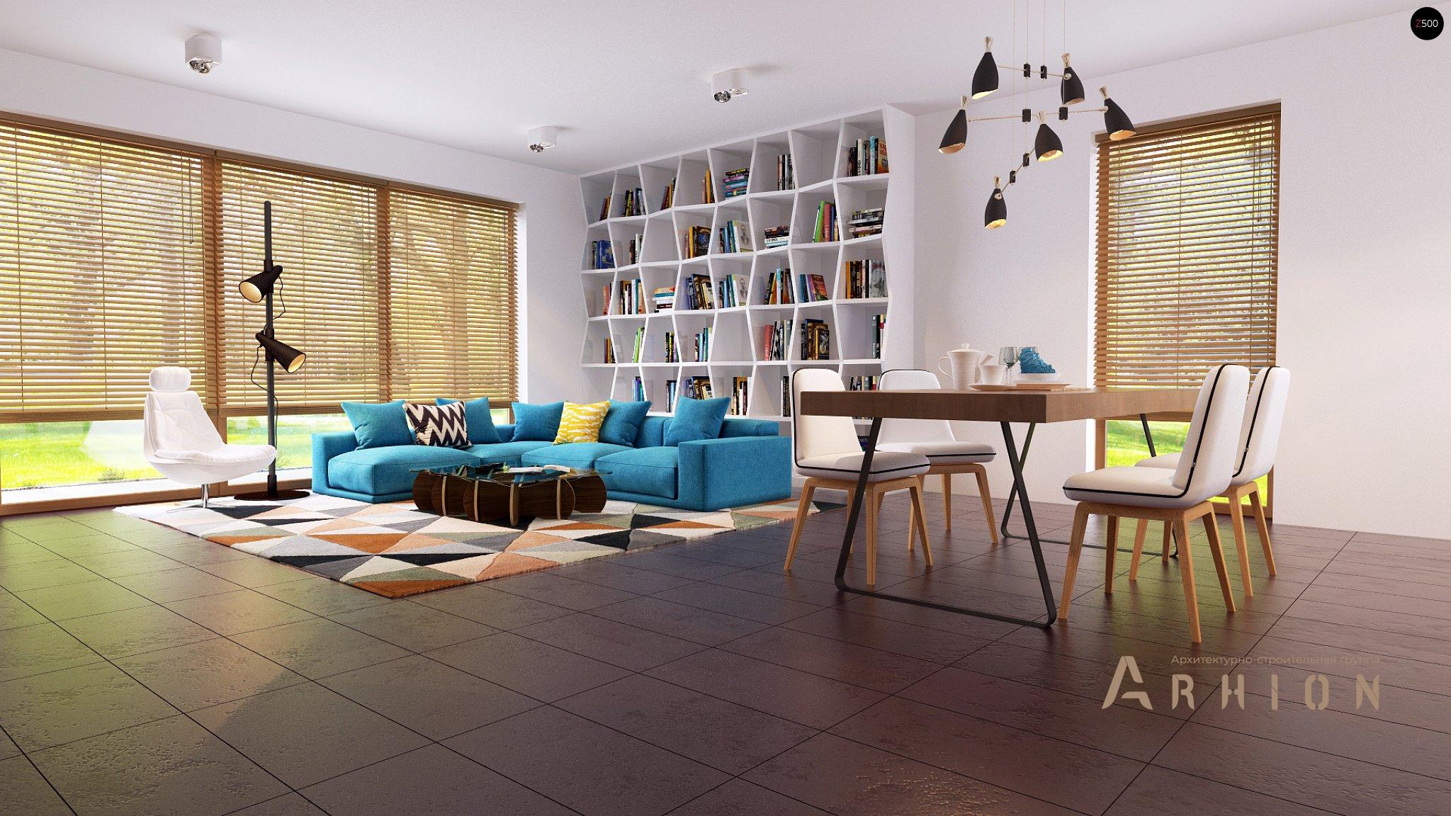 2. Проект одноэтажного дома в стиле хай-тек с плоской кровлей , Zx106, площадью - 123 кв c терассой