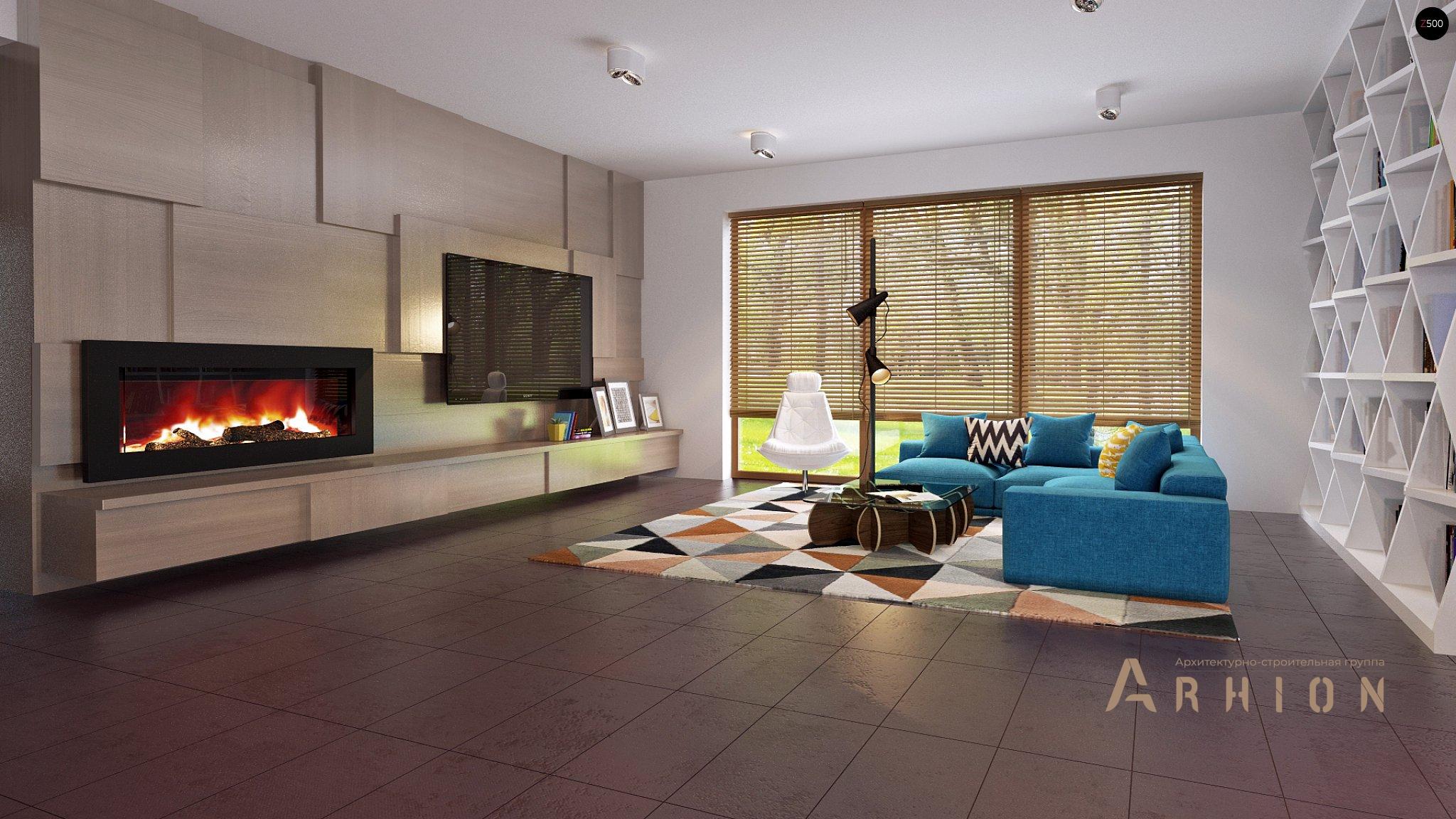 4. Проект одноэтажного дома в стиле хай-тек с плоской кровлей , Zx106, площадью - 123 кв c терассой