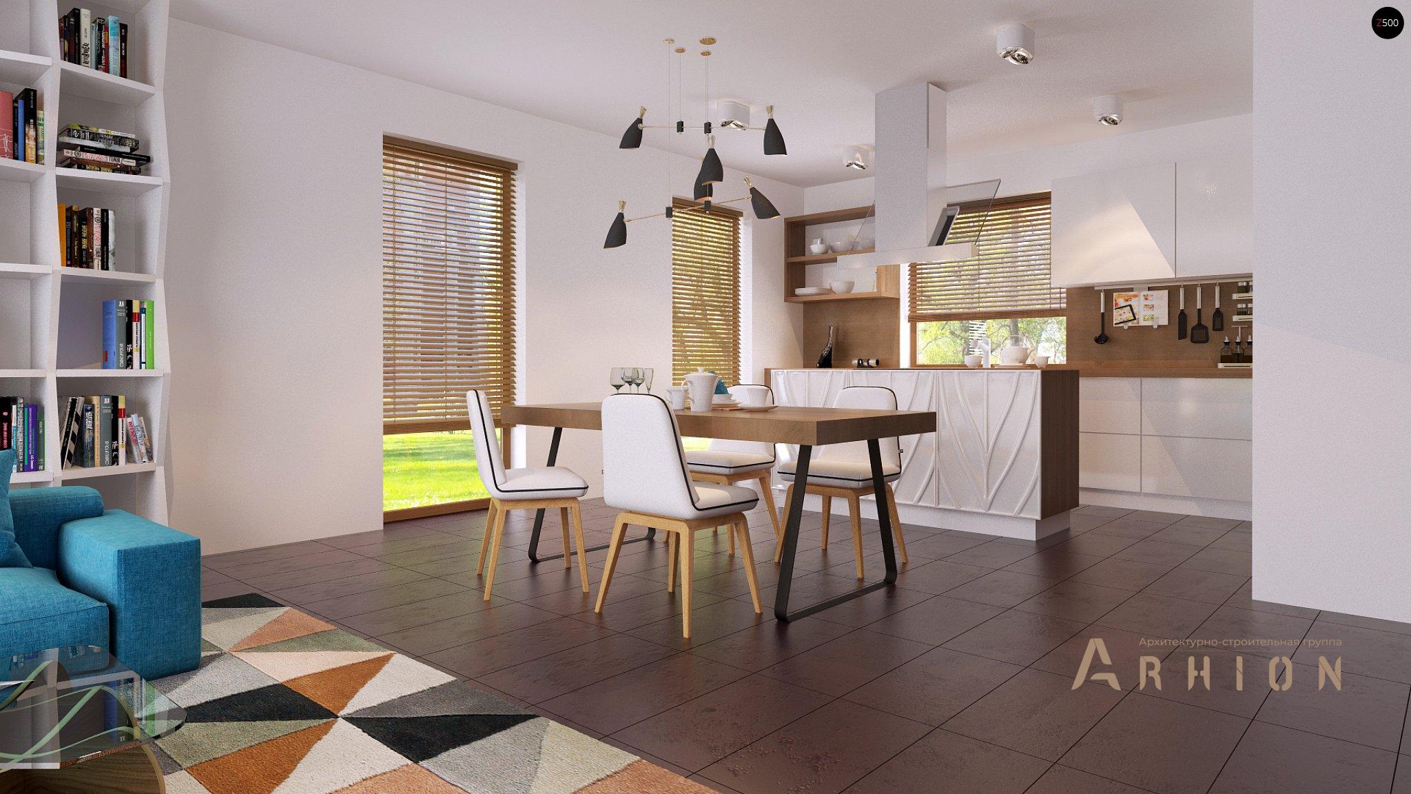 5. Проект одноэтажного дома в стиле хай-тек с плоской кровлей , Zx106, площадью - 123 кв c терассой