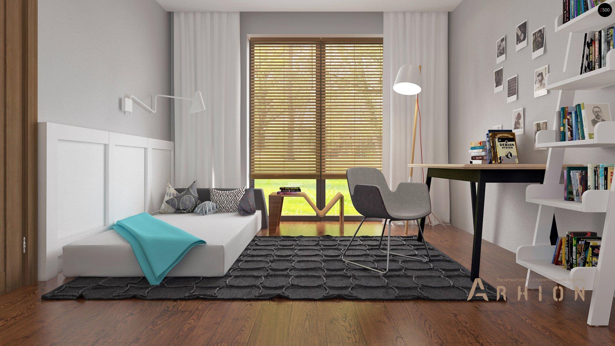 11. Проект одноэтажного дома в стиле хай-тек с плоской кровлей , Zx106, площадью - 123 кв c терассой