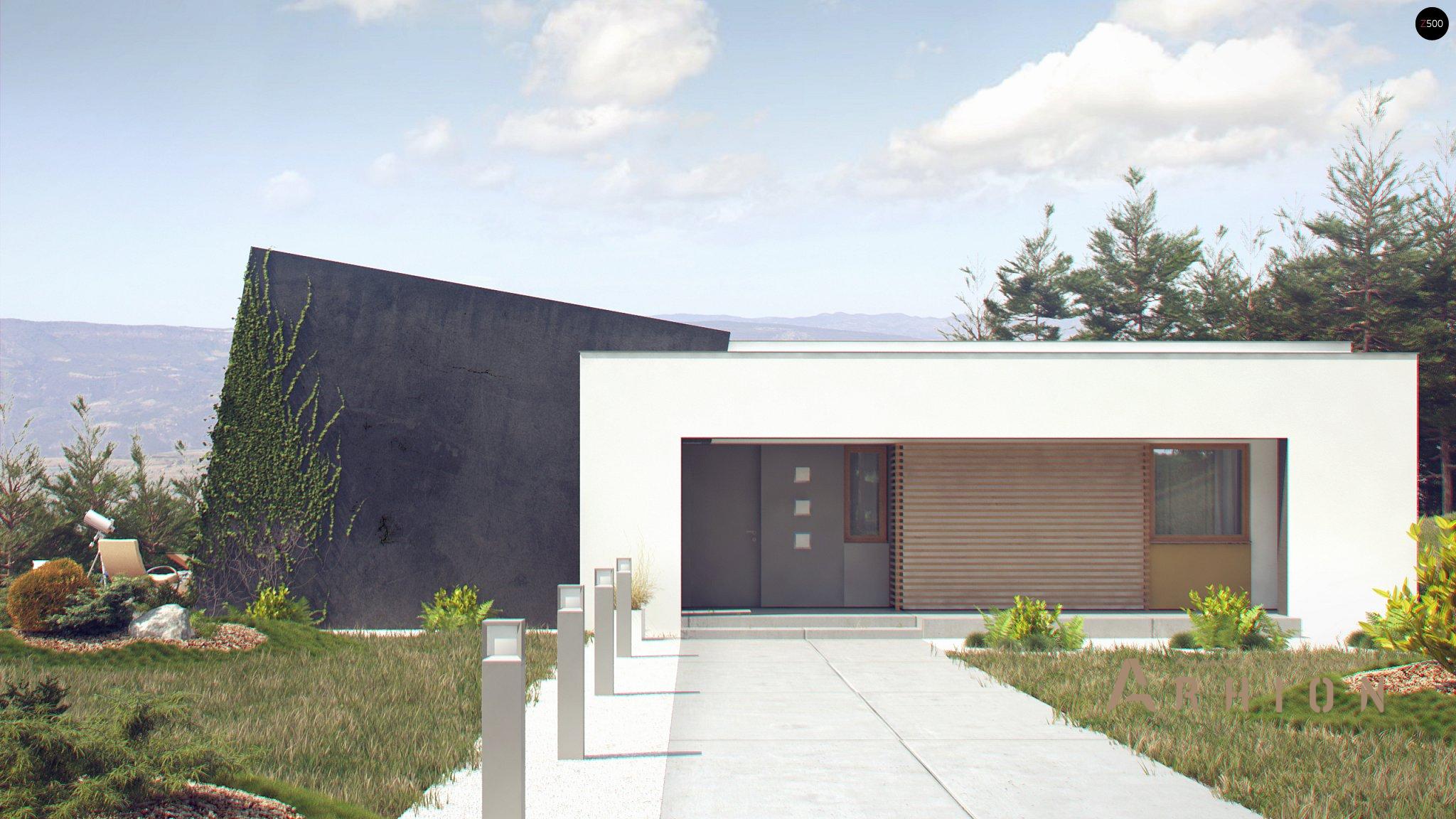 13. Проект одноэтажного дома в стиле хай-тек с плоской кровлей , Zx106, площадью - 123 кв c терассой