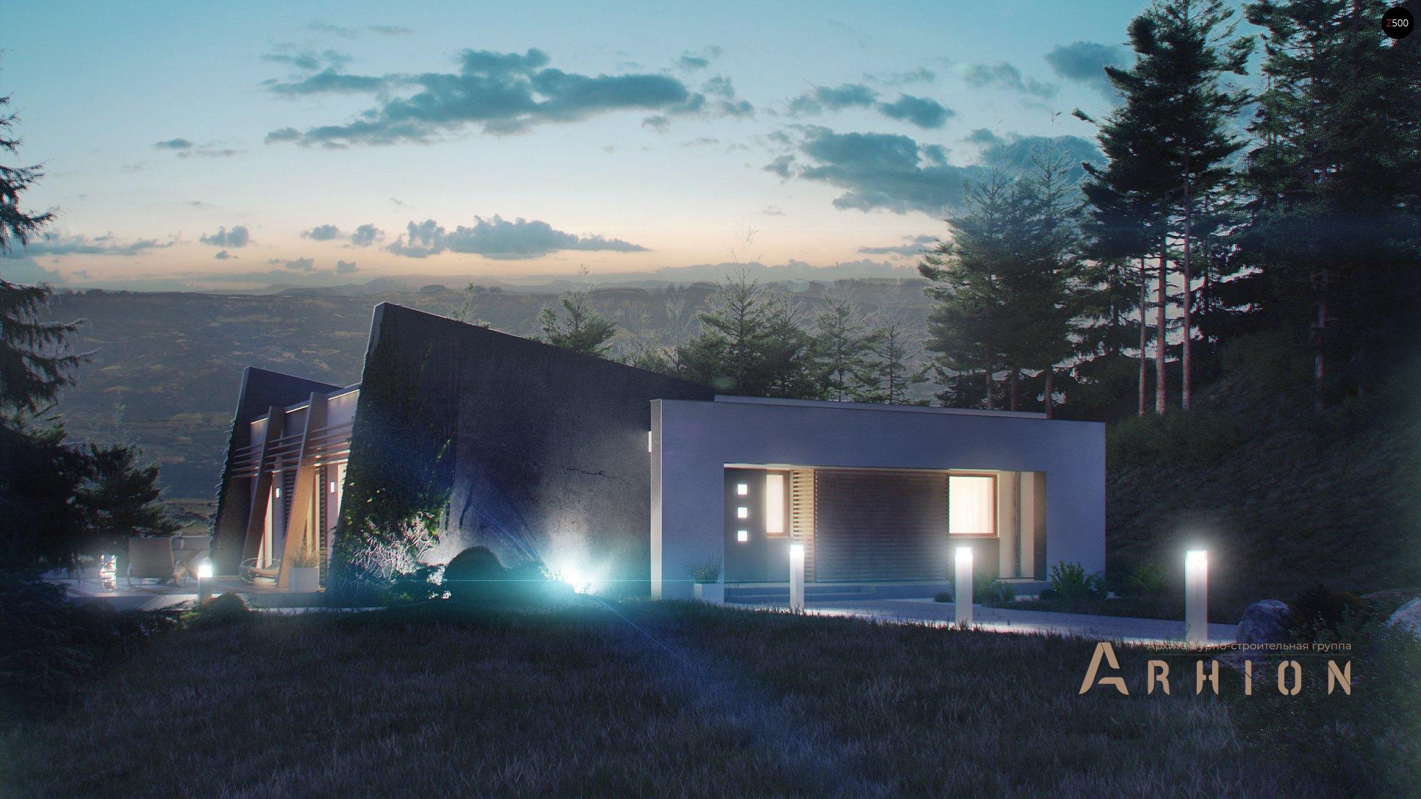 14. Проект одноэтажного дома в стиле хай-тек с плоской кровлей , Zx106, площадью - 123 кв c терассой