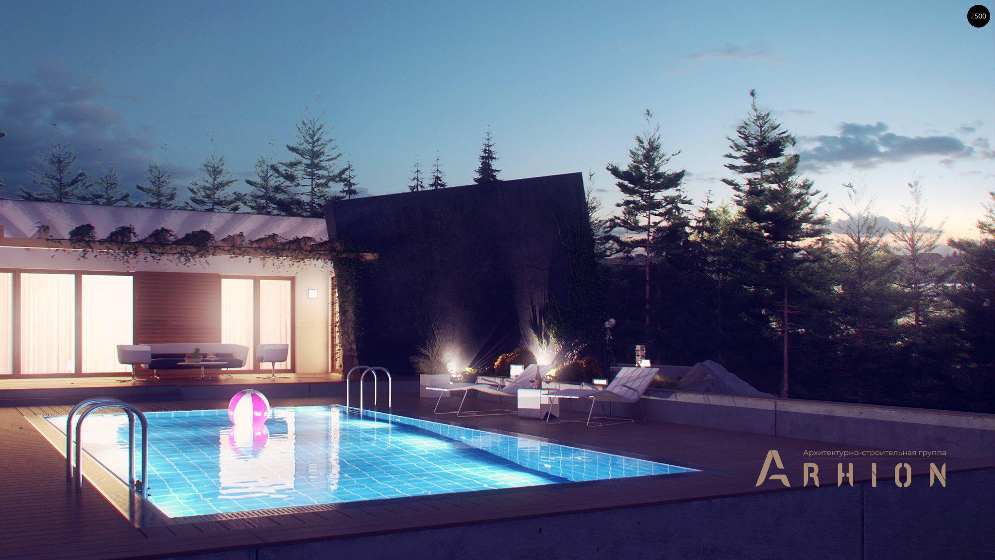 15. Проект одноэтажного дома в стиле хай-тек с плоской кровлей , Zx106, площадью - 123 кв c терассой