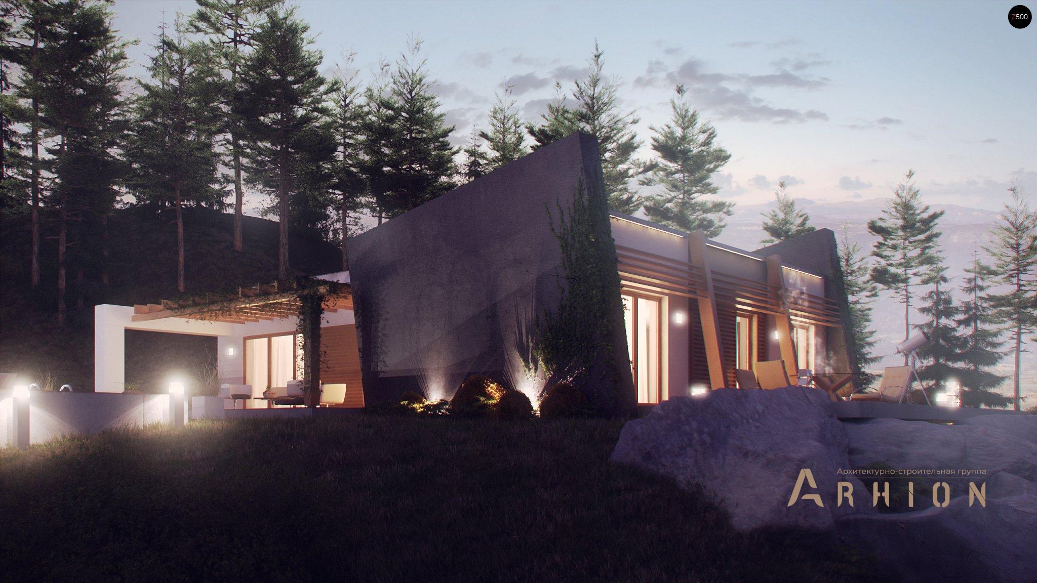 17. Проект одноэтажного дома в стиле хай-тек с плоской кровлей , Zx106, площадью - 123 кв c терассой