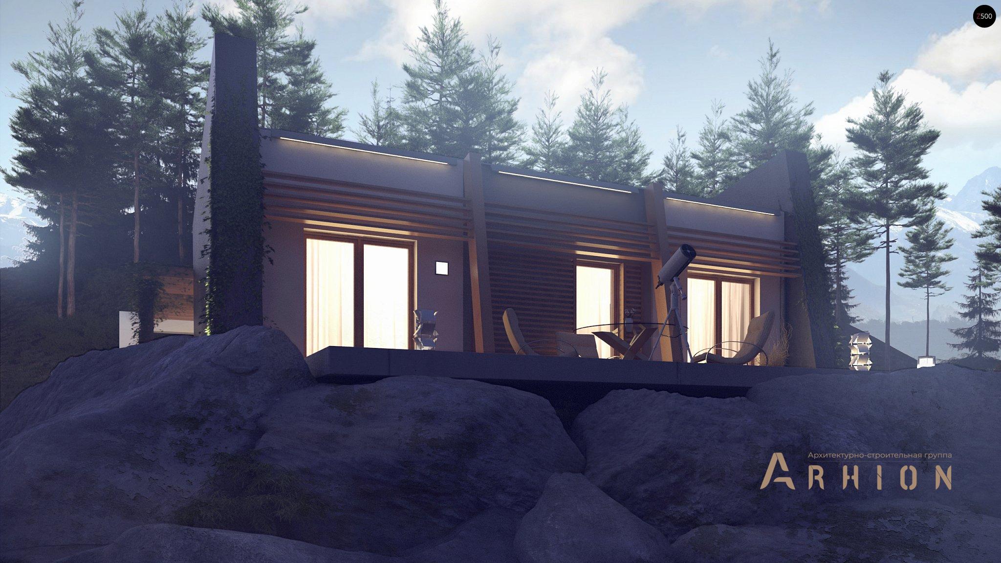 18. Проект одноэтажного дома в стиле хай-тек с плоской кровлей , Zx106, площадью - 123 кв c терассой