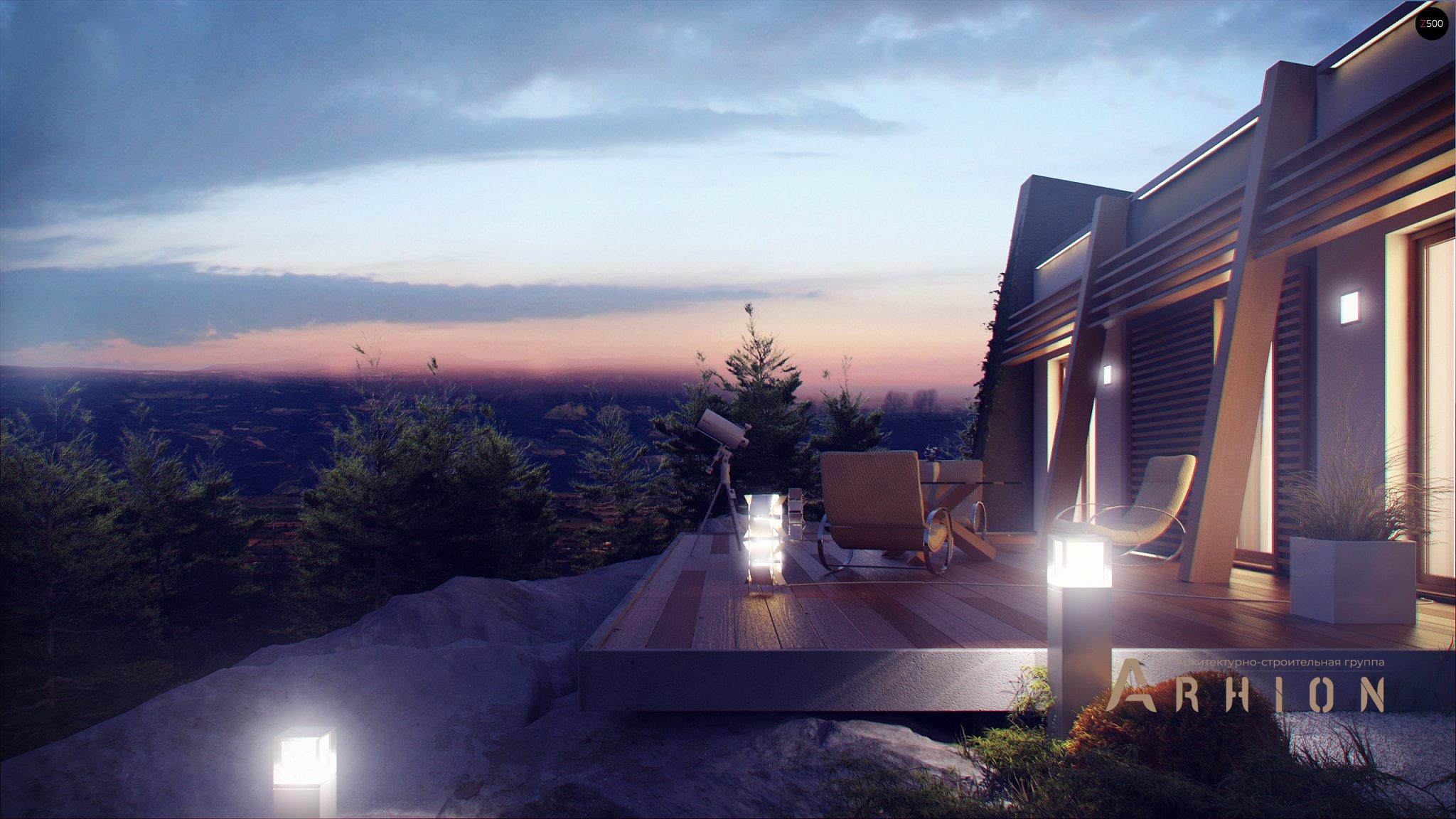 19. Проект одноэтажного дома в стиле хай-тек с плоской кровлей , Zx106, площадью - 123 кв c терассой