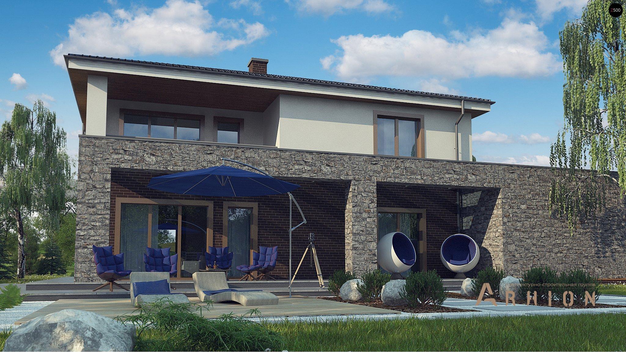 5. Проект двухэтажного дома в современном стиле с четырехскатной, Zx109, площадью - 250 кв c сауной, терассой, балконом, гаражом