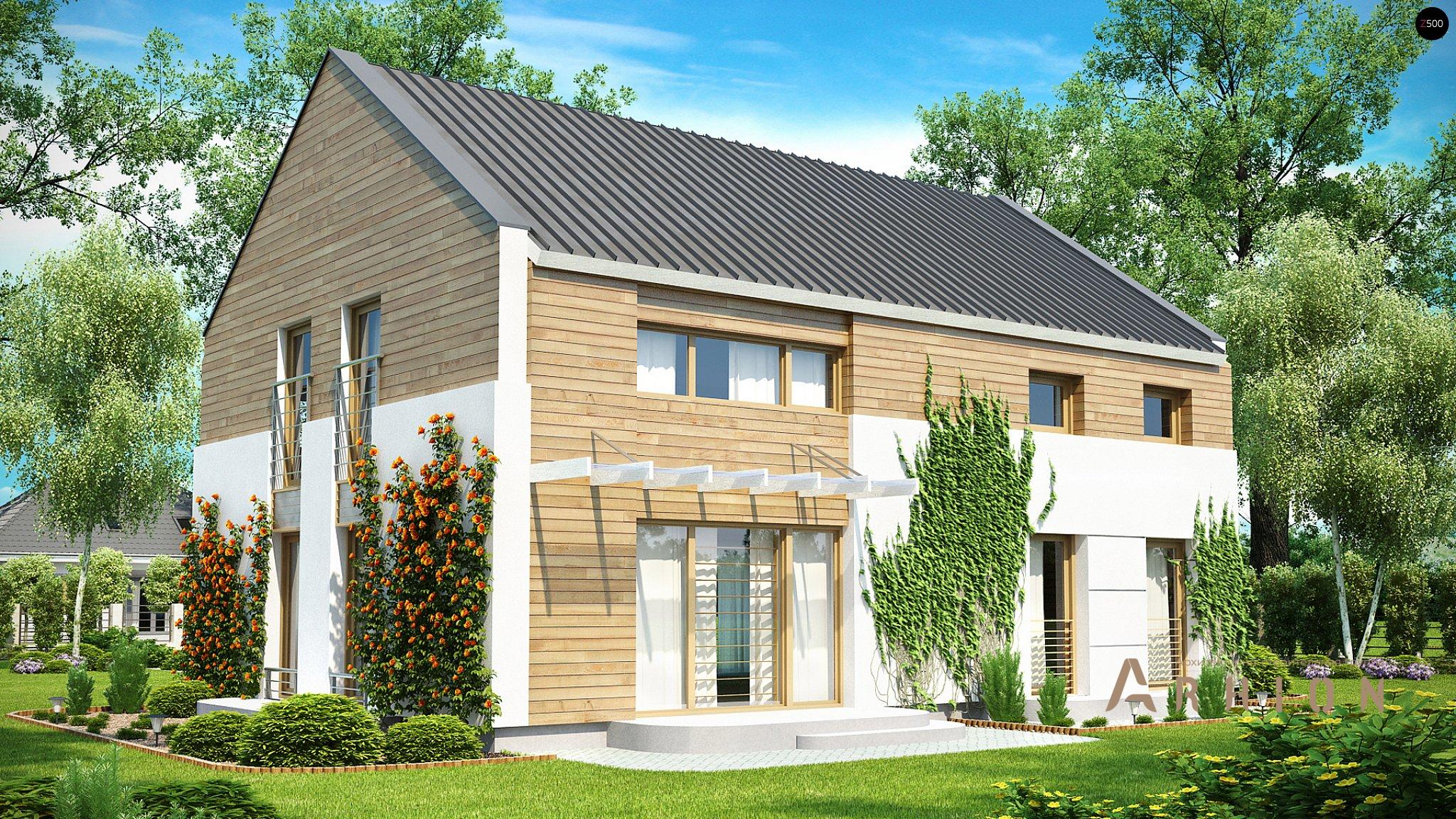 2. Проект одноэтажного дома в стиле барн с двускатной кровлей, Zx11, площадью - 204 кв c мансардой