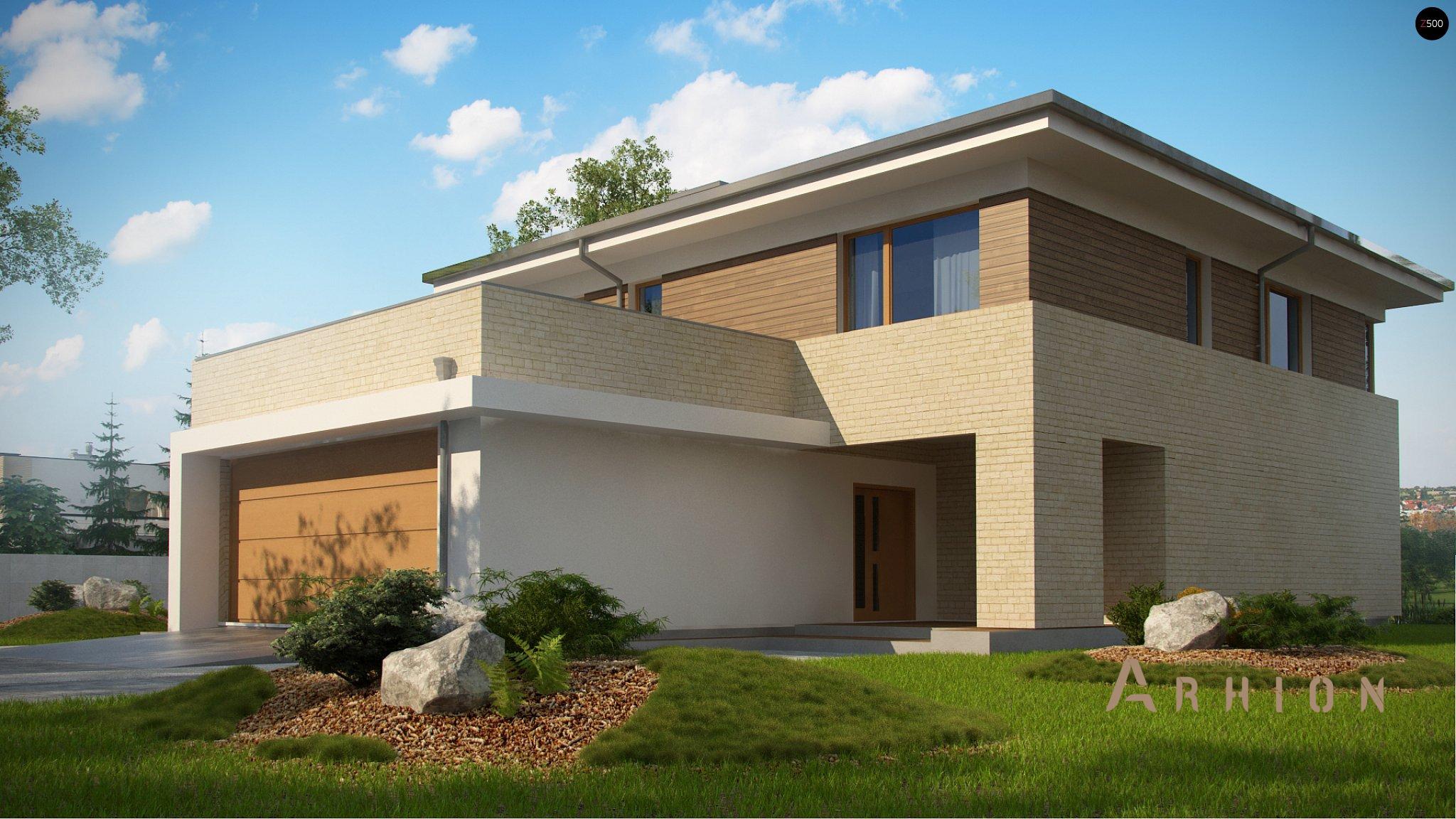 2. Проект двухэтажного дома в современном стиле с четырехскатной, Zx112, площадью - 259 кв c сауной, гаражом