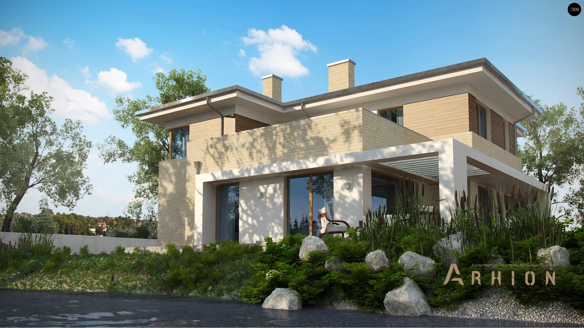 6. Проект двухэтажного дома в современном стиле с четырехскатной, Zx112, площадью - 259 кв c сауной, гаражом