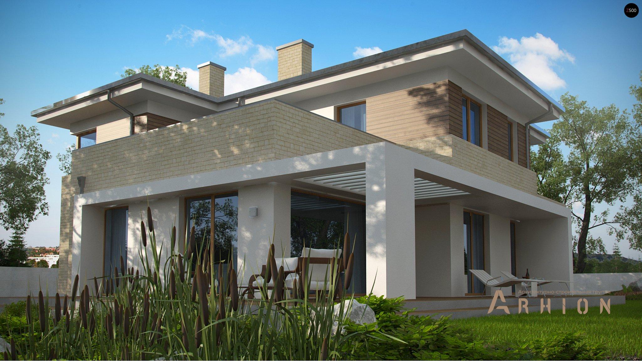 7. Проект двухэтажного дома в современном стиле с четырехскатной, Zx112, площадью - 259 кв c сауной, гаражом