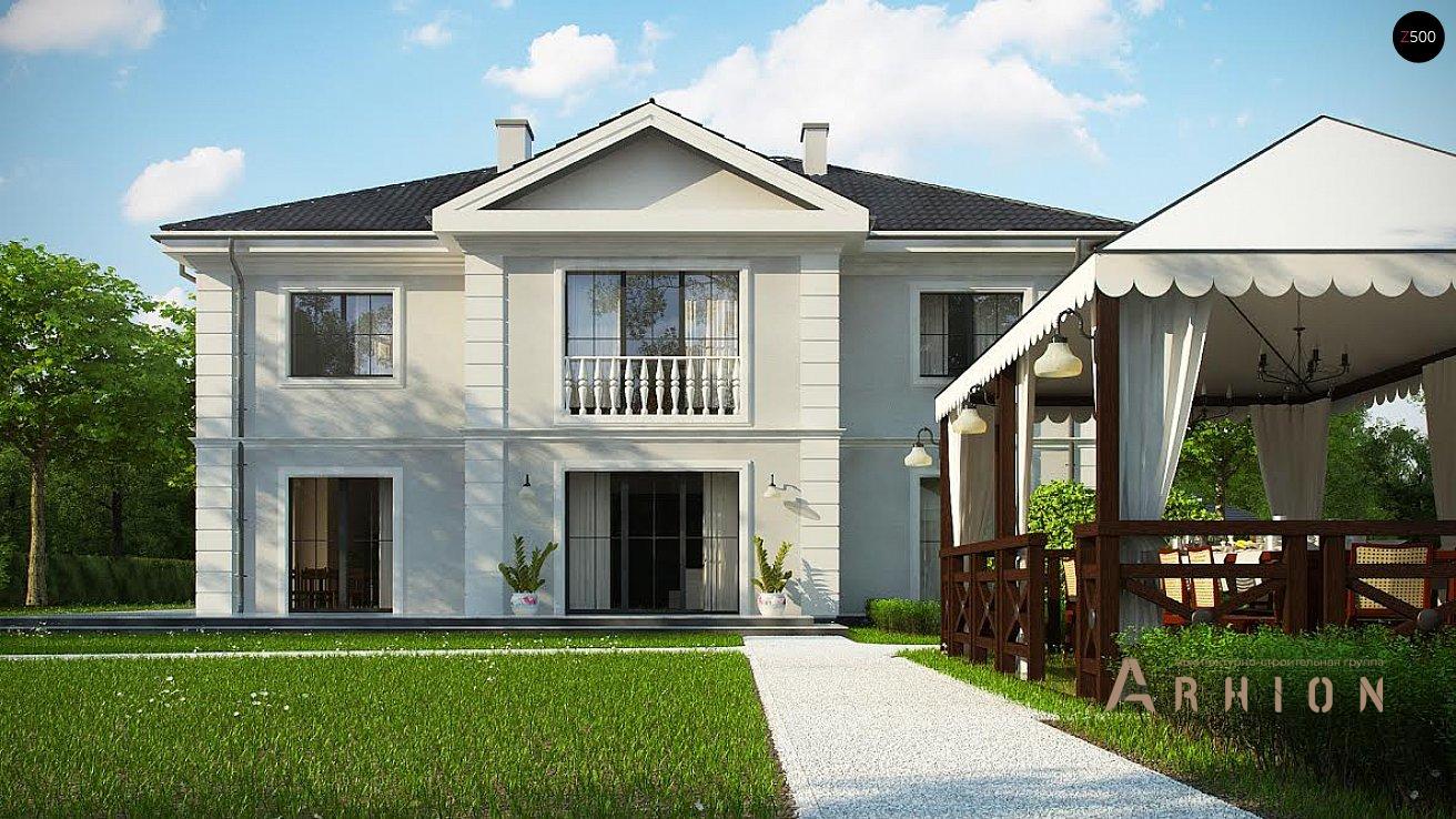 5. Проект двухэтажного дома в современном классическом стиле с четырехскатной, Zx113, площадью - 355 кв c сауной, терассой, балконом, эркером