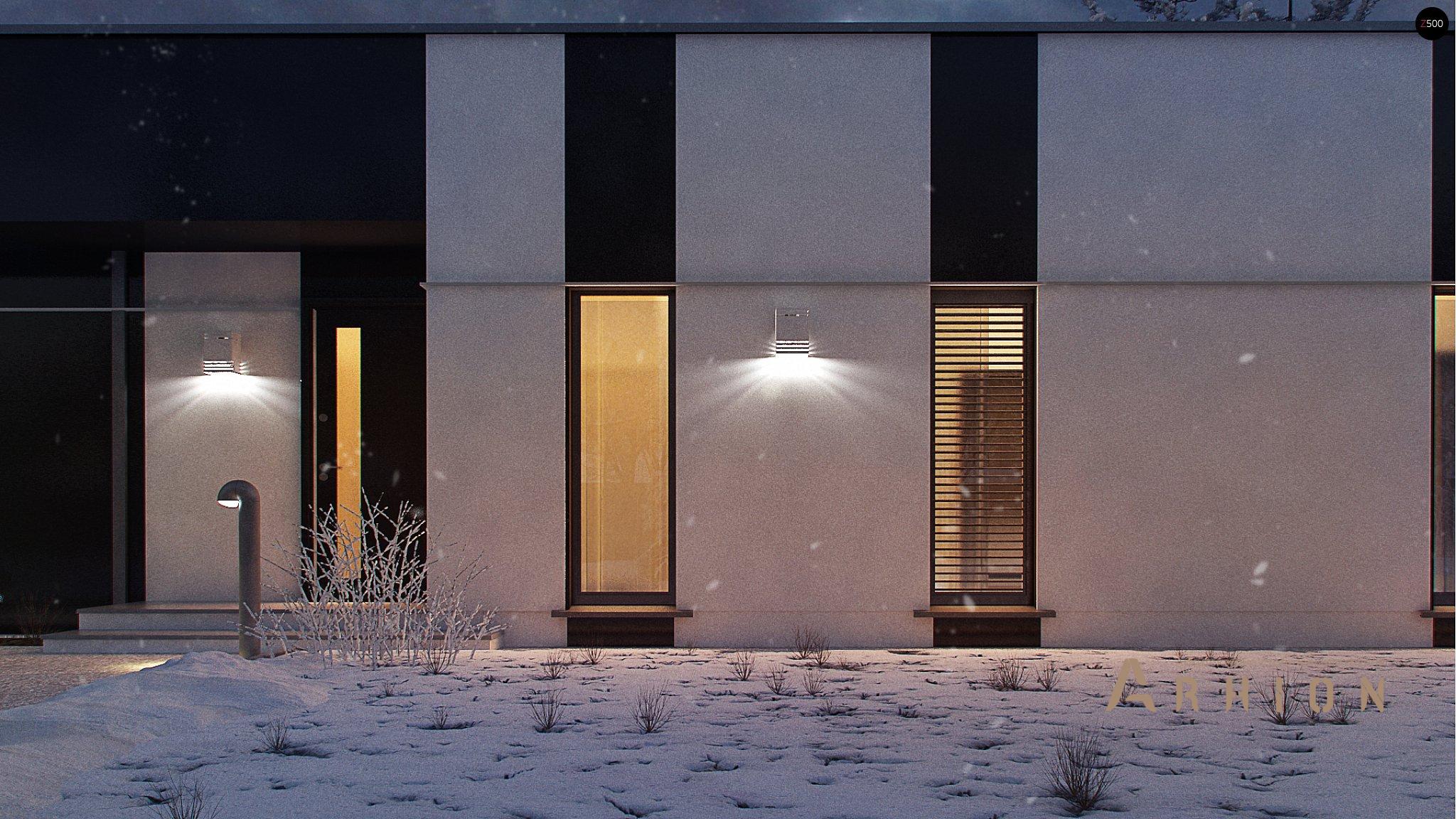 13. Проект одноэтажного дома в современном стиле с плоской кровлей , Zx116, площадью - 121 кв c терассой, эркером