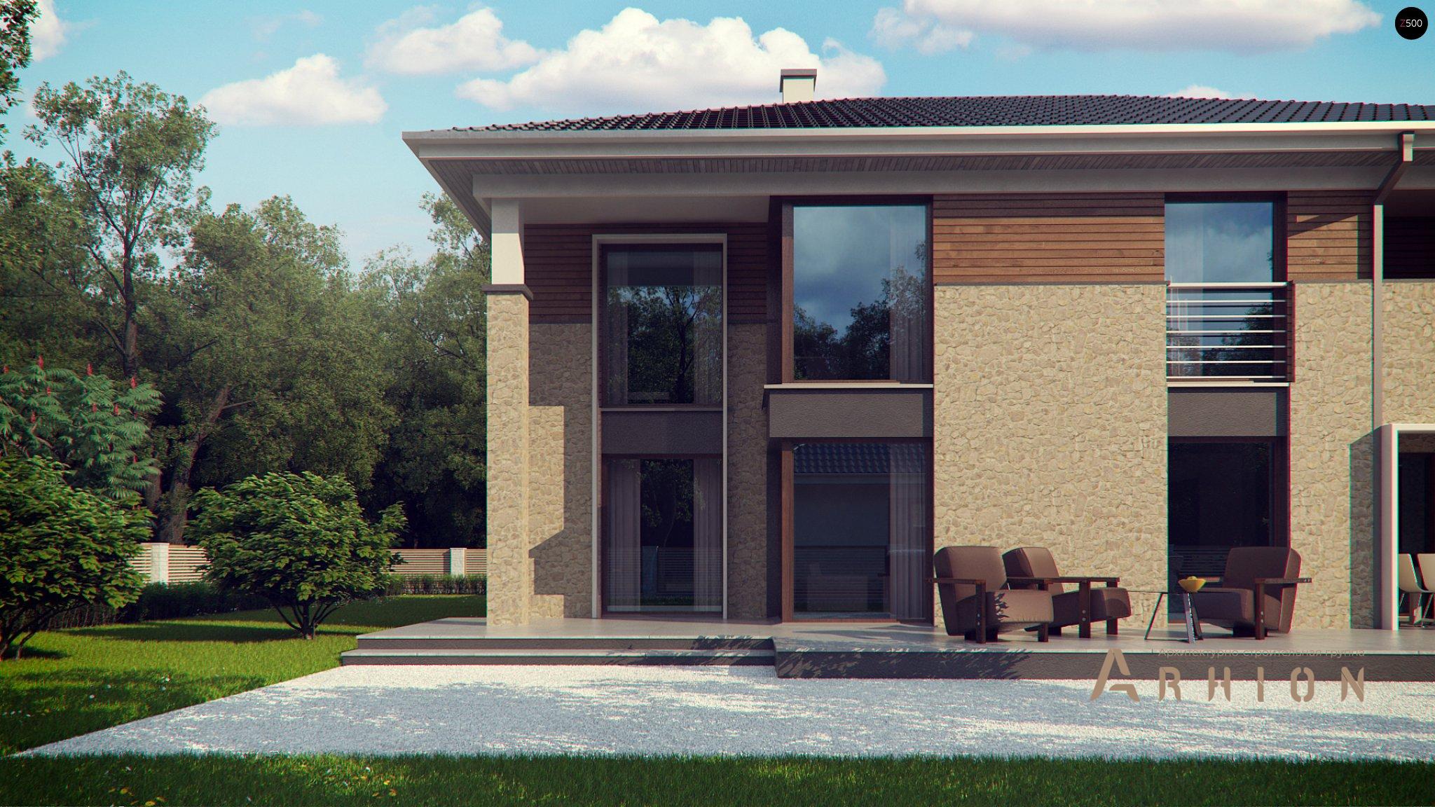 3. Проект двухэтажного дома в современном стиле с четырехскатной, Zx122, площадью - 266 кв c сауной, терассой, балконом, гаражом