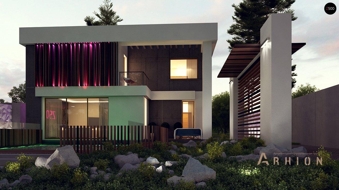 6. Проект двухэтажного дома в стиле хай-тек с плоской кровлей , Zx123, площадью - 237 кв c терассой, балконом, гаражом