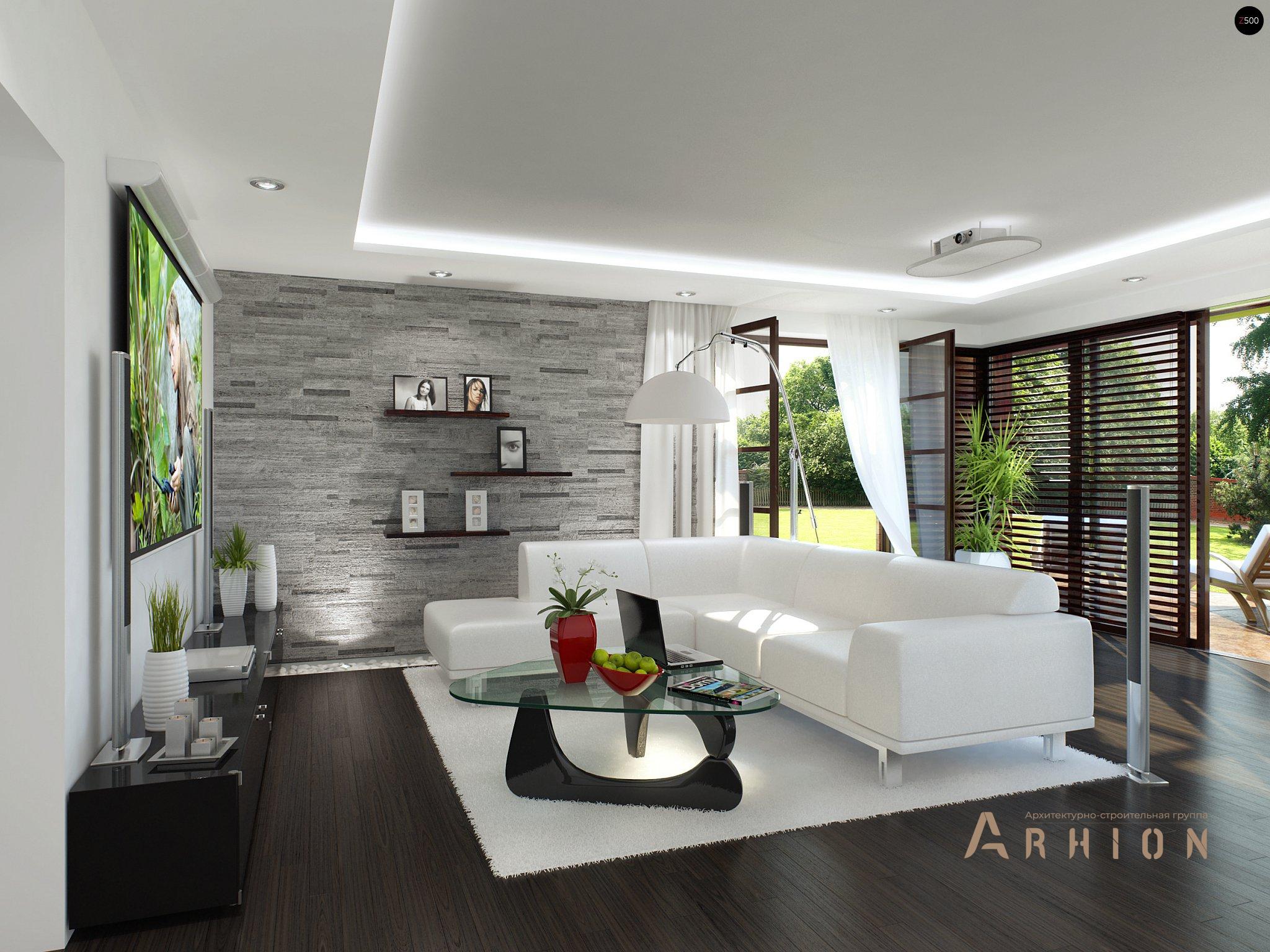 2. Проект двухэтажного дома в стиле хай-тек с плоской кровлей , Zx14, площадью - 238 кв c терассой, балконом, гаражом