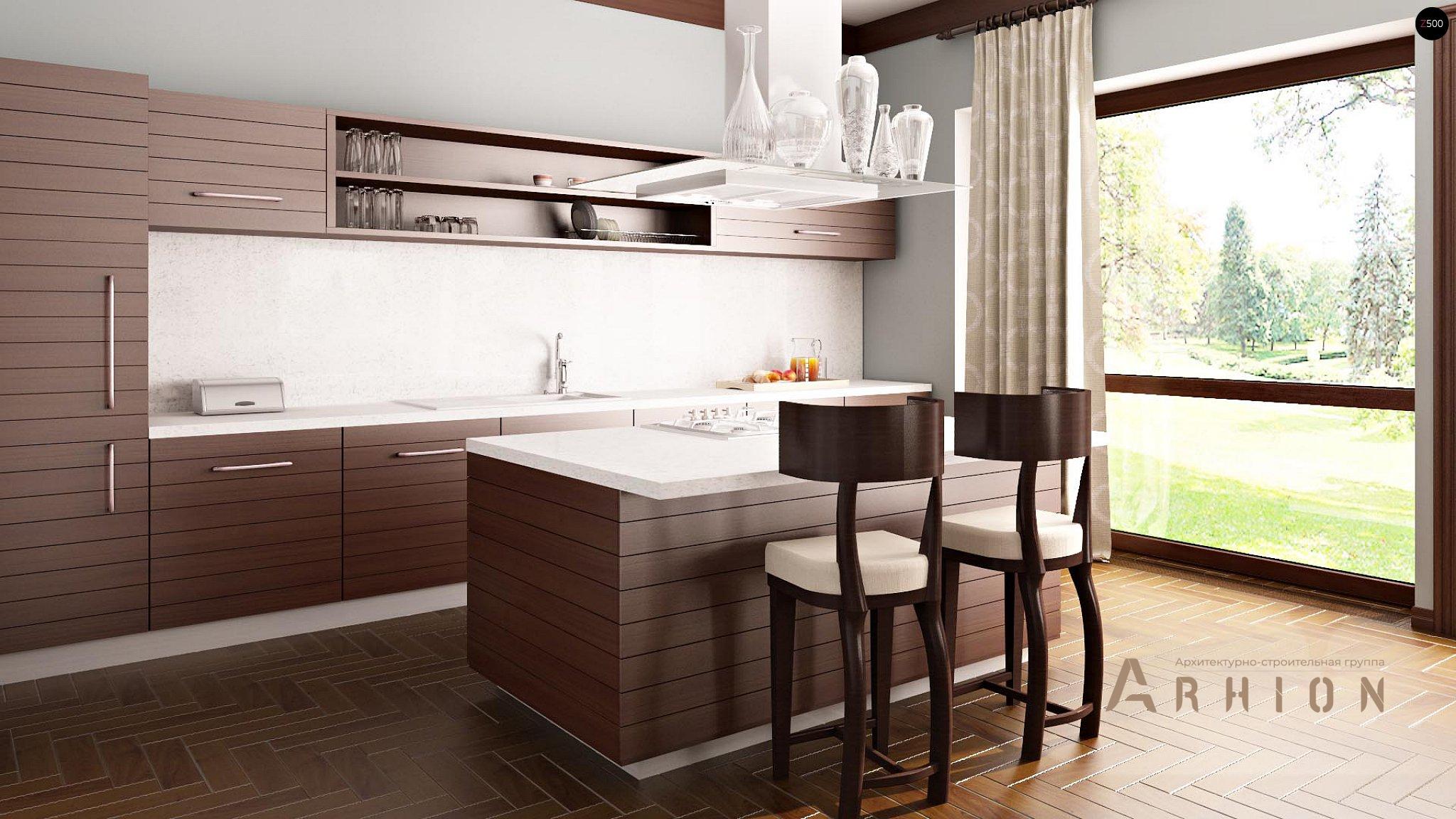 4. Проект двухэтажного дома в стиле хай-тек с плоской кровлей , Zx15, площадью - 295 кв c терассой, гаражом