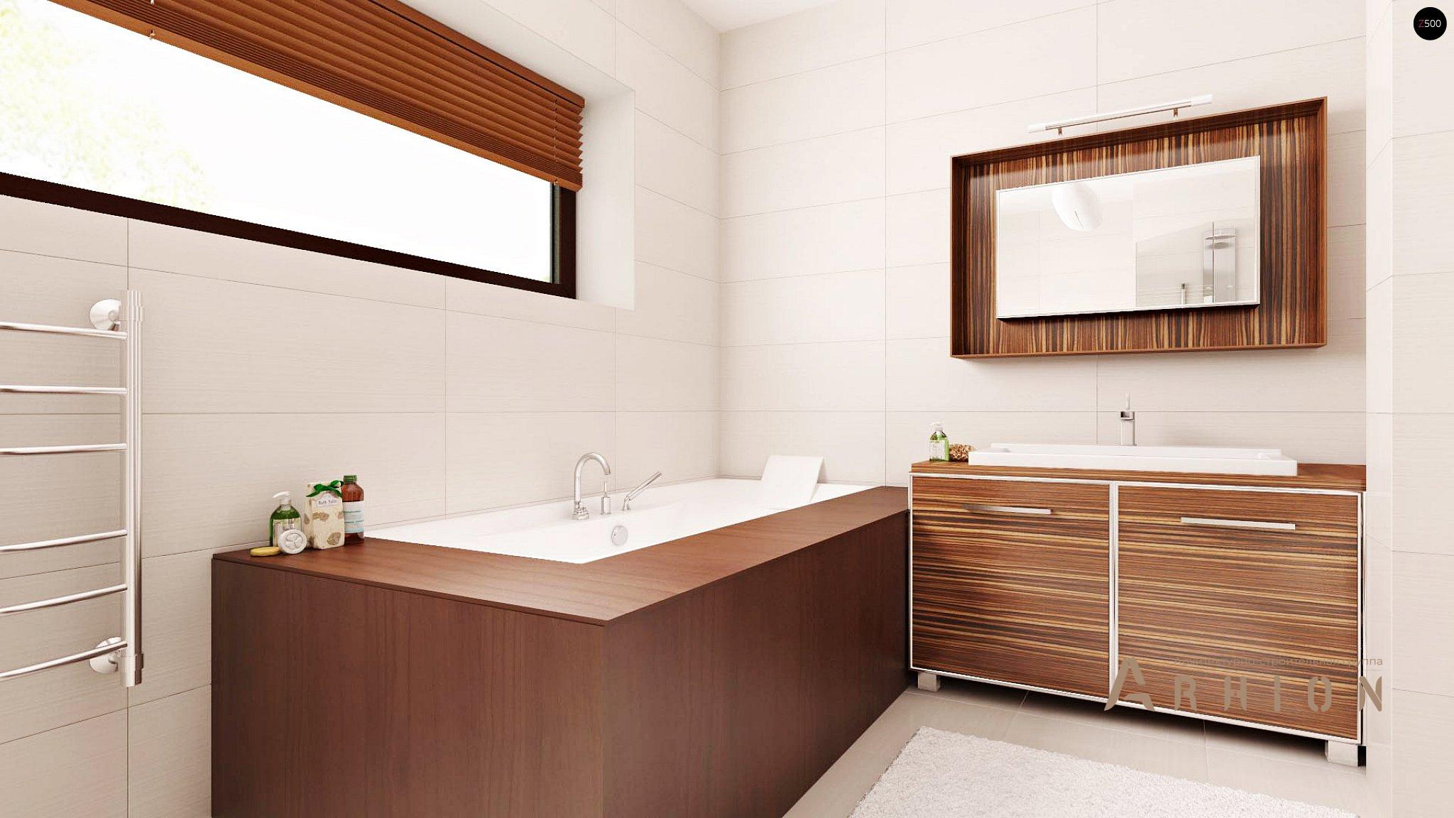 10. Проект двухэтажного дома в стиле хай-тек с плоской кровлей , Zx15, площадью - 295 кв c терассой, гаражом