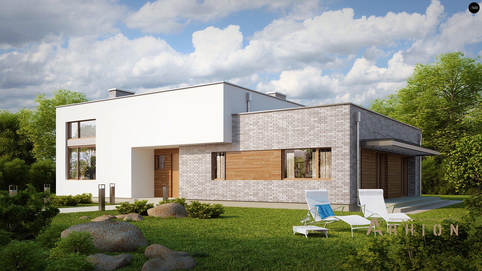 1. Проект одноэтажного дома в стиле лофт с плоской кровлей , Zx34, площадью - 134 кв c терассой