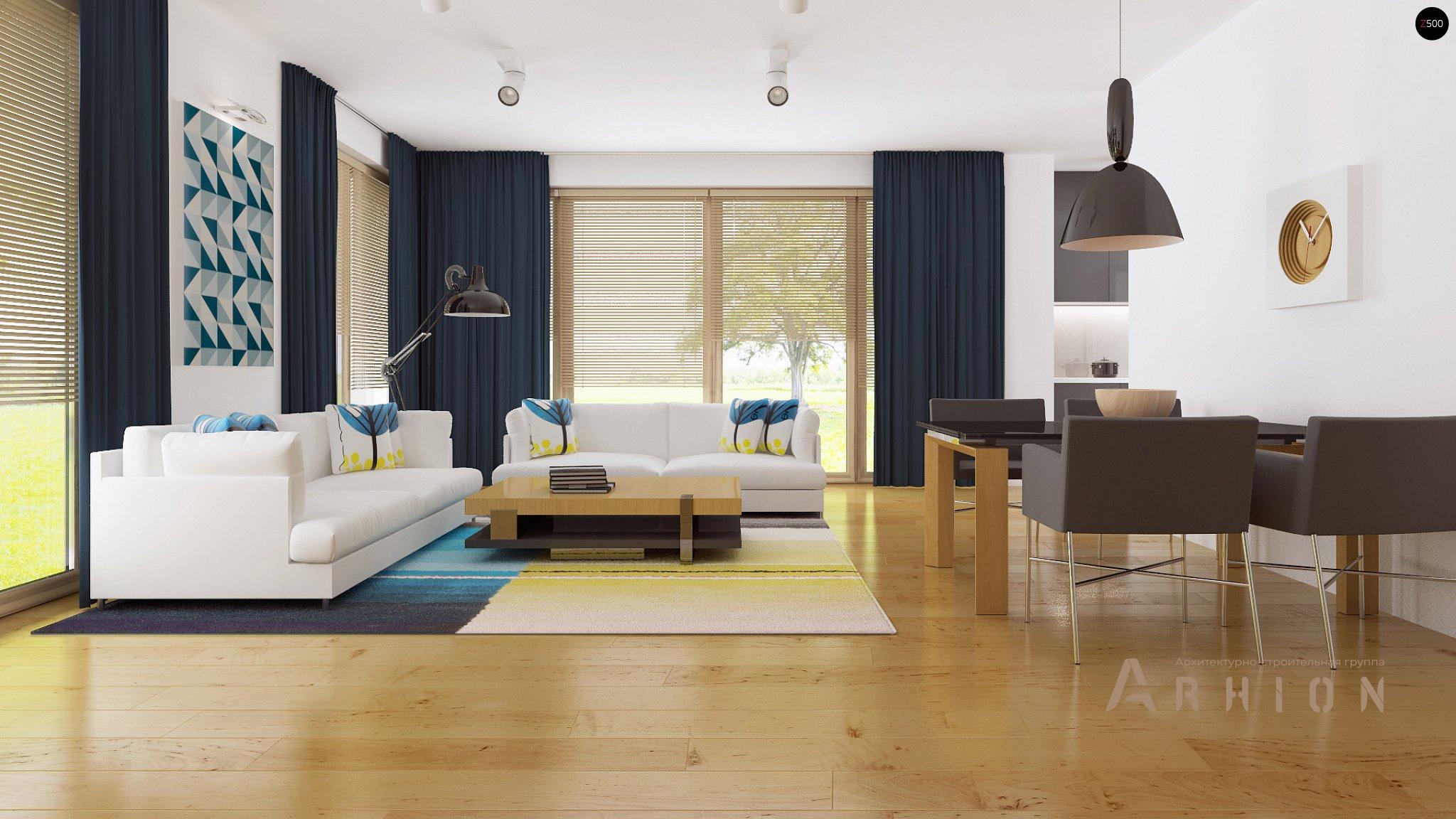 2. Проект одноэтажного дома в стиле хай-тек с плоской кровлей , Zx35, площадью - 114 кв c терассой