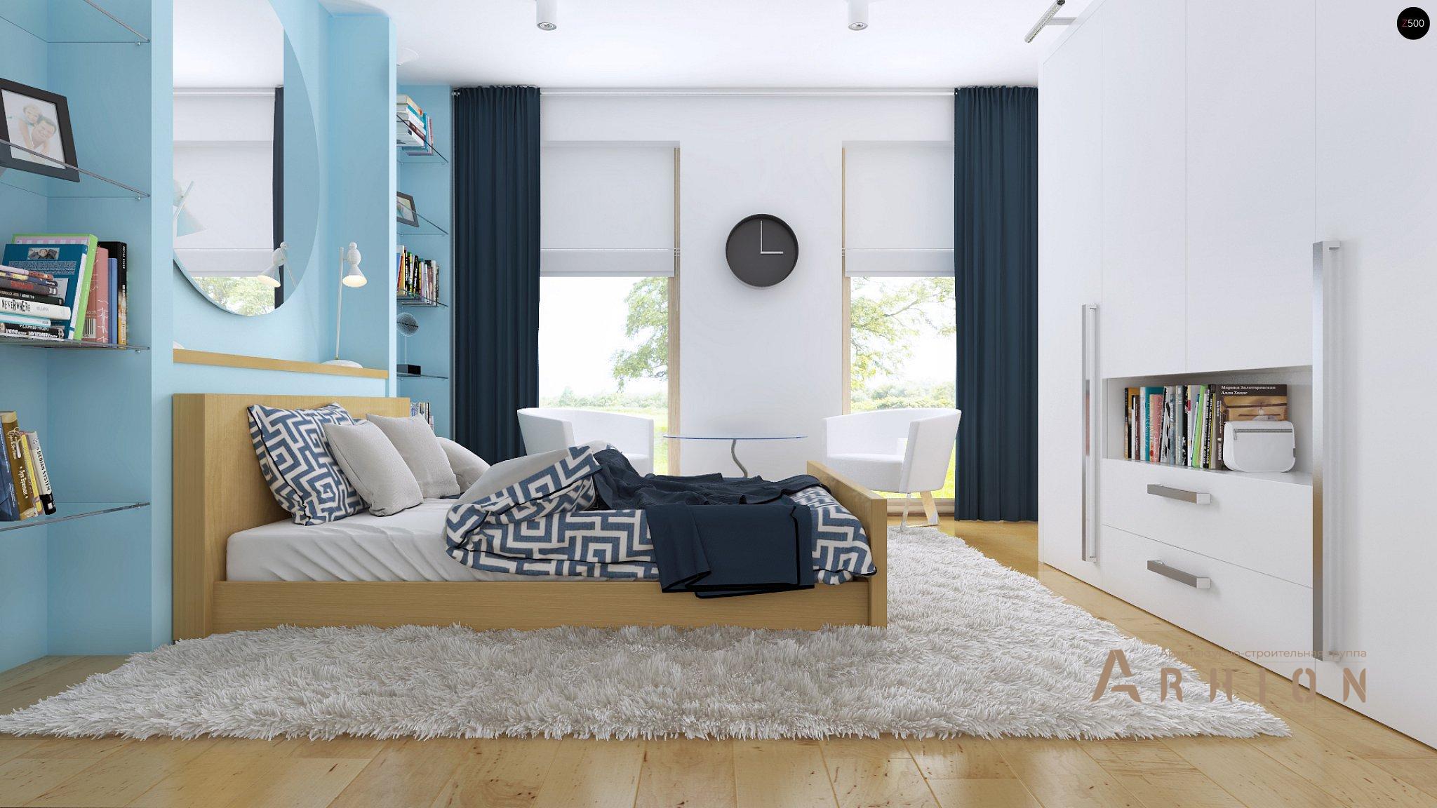 8. Проект одноэтажного дома в стиле хай-тек с плоской кровлей , Zx35, площадью - 114 кв c терассой