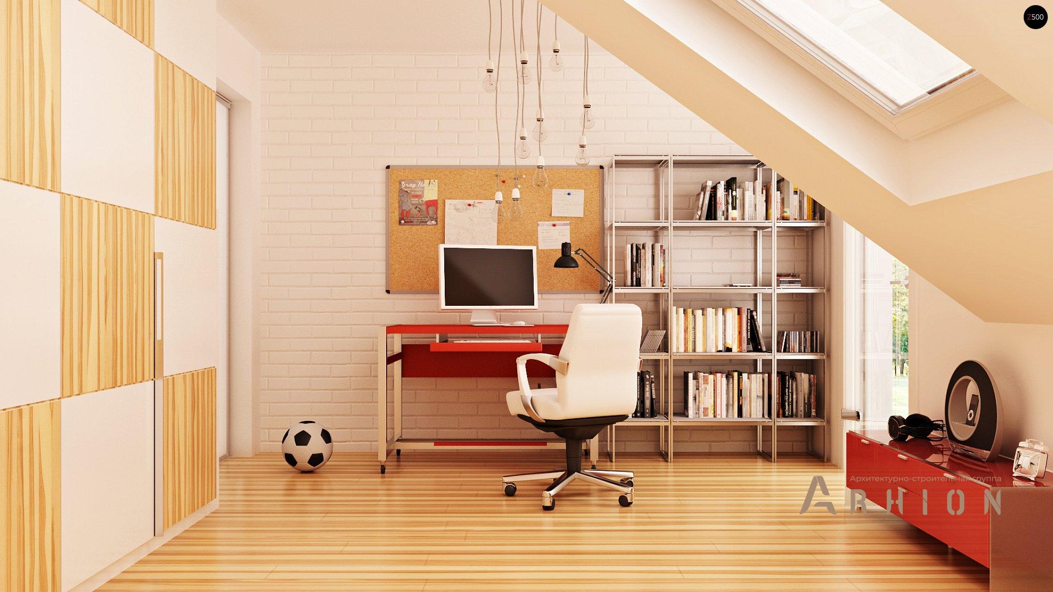 8. Проект одноэтажного дома в стиле барн с двускатной кровлей, Zx44, площадью - 177 кв c мансардой, терассой, балконом, гаражом, эркером