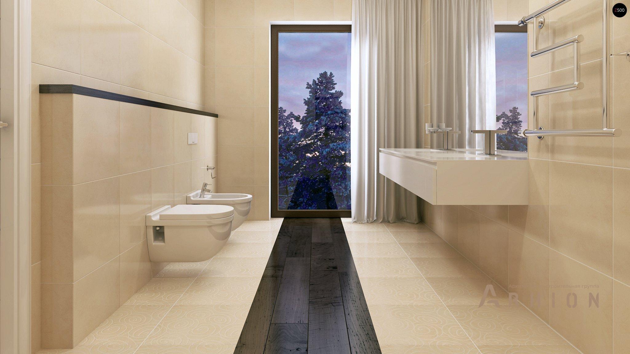 10. Проект двухэтажного дома в стиле минимализм с плоской кровлей , Zx45, площадью - 190 кв c терассой, балконом, гаражом