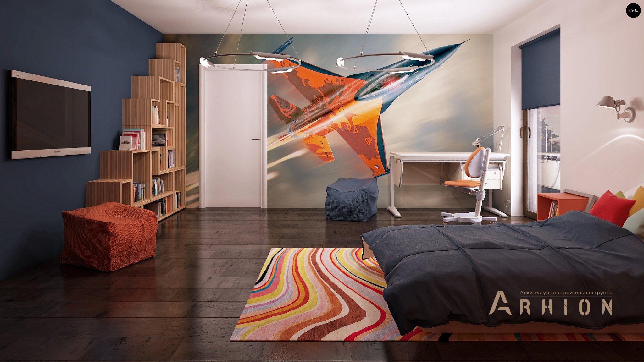 12. Проект двухэтажного дома в стиле минимализм с плоской кровлей , Zx45, площадью - 190 кв c терассой, балконом, гаражом