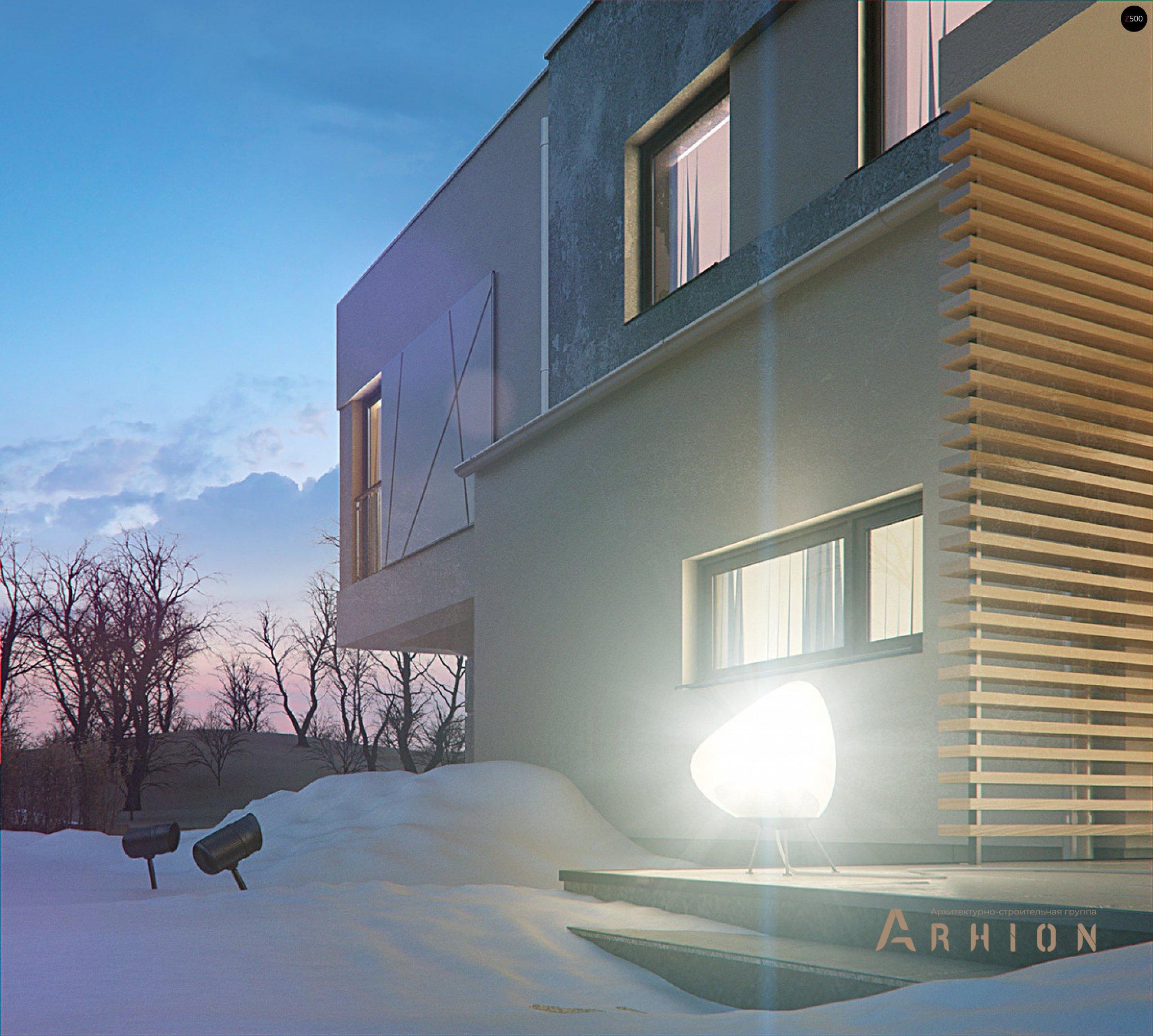 14. Проект двухэтажного дома в стиле минимализм с плоской кровлей , Zx45, площадью - 190 кв c терассой, балконом, гаражом