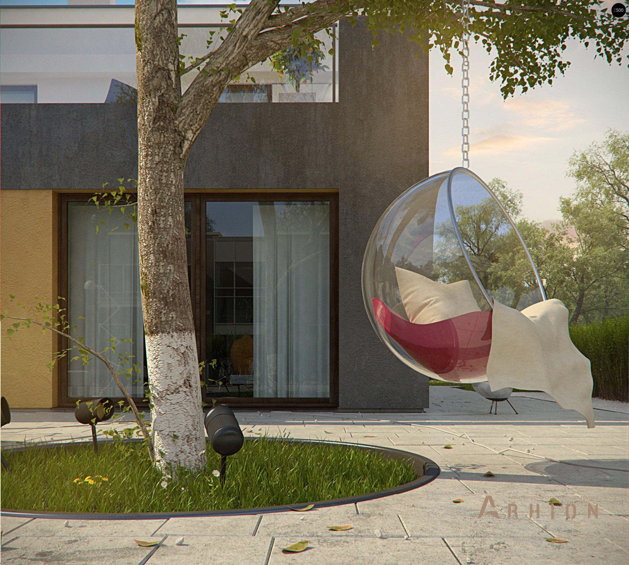 24. Проект двухэтажного дома в стиле минимализм с плоской кровлей , Zx45, площадью - 190 кв c терассой, балконом, гаражом