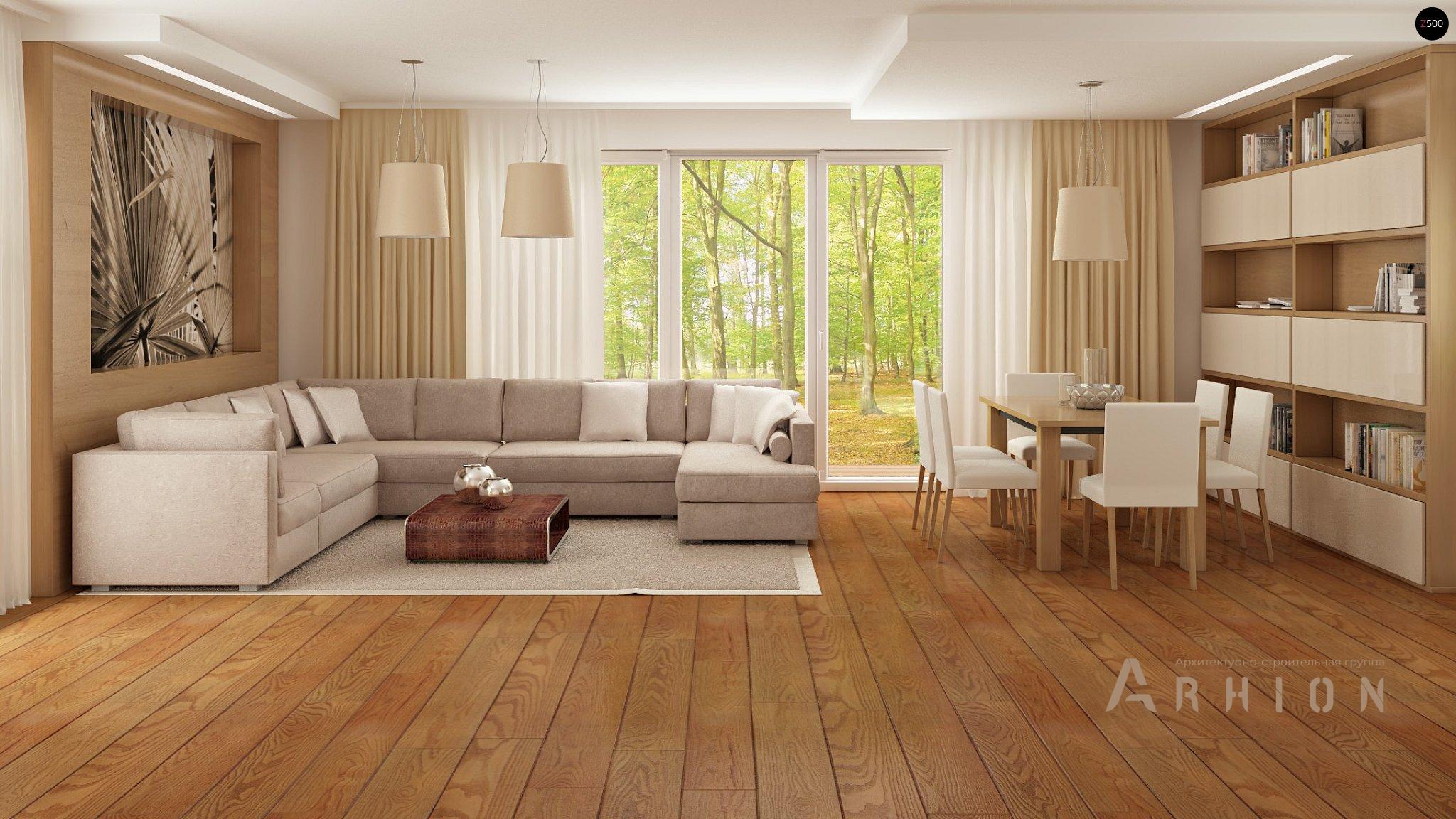 3. Проект одноэтажного дома в стиле барн с двускатной кровлей, Zx48, площадью - 248 кв c мансардой, терассой, гаражом