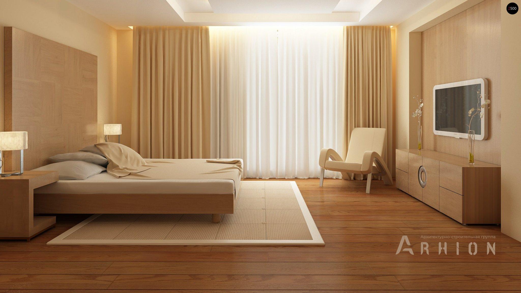 9. Проект одноэтажного дома в стиле барн с двускатной кровлей, Zx48, площадью - 248 кв c мансардой, терассой, гаражом