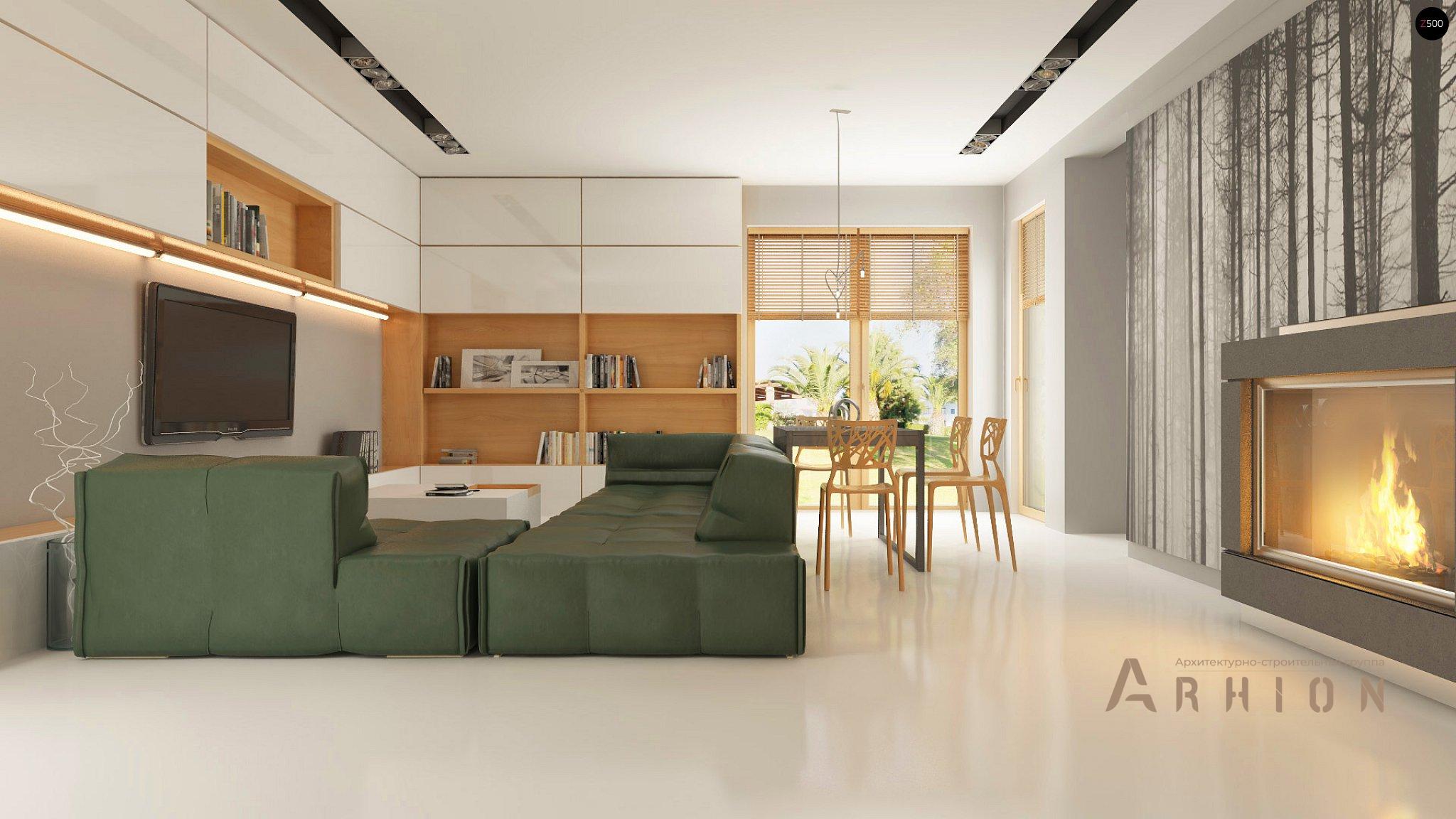 2. Проект одноэтажного дома в стиле минимализм с плоской кровлей , Zx49, площадью - 159 кв c терассой, гаражом