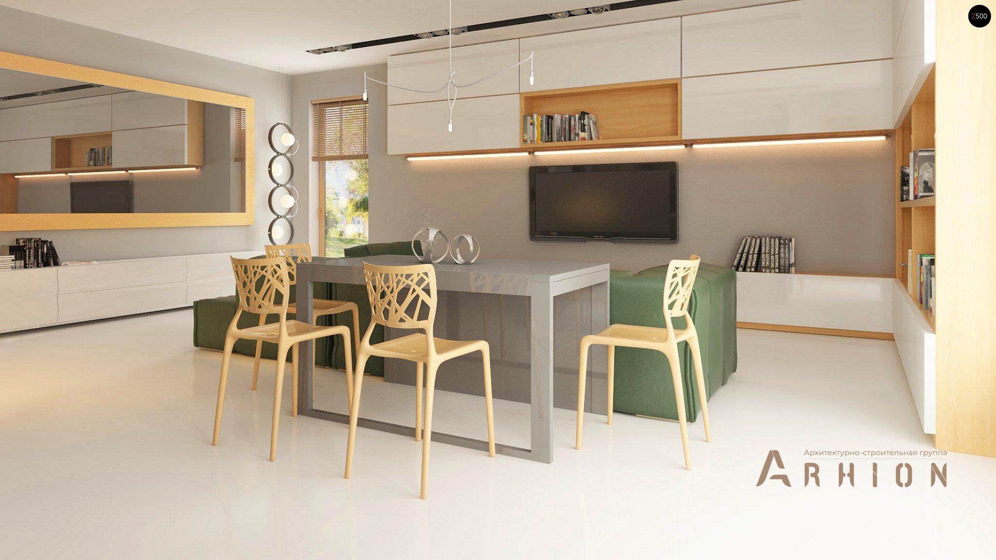 5. Проект одноэтажного дома в стиле минимализм с плоской кровлей , Zx49, площадью - 159 кв c терассой, гаражом